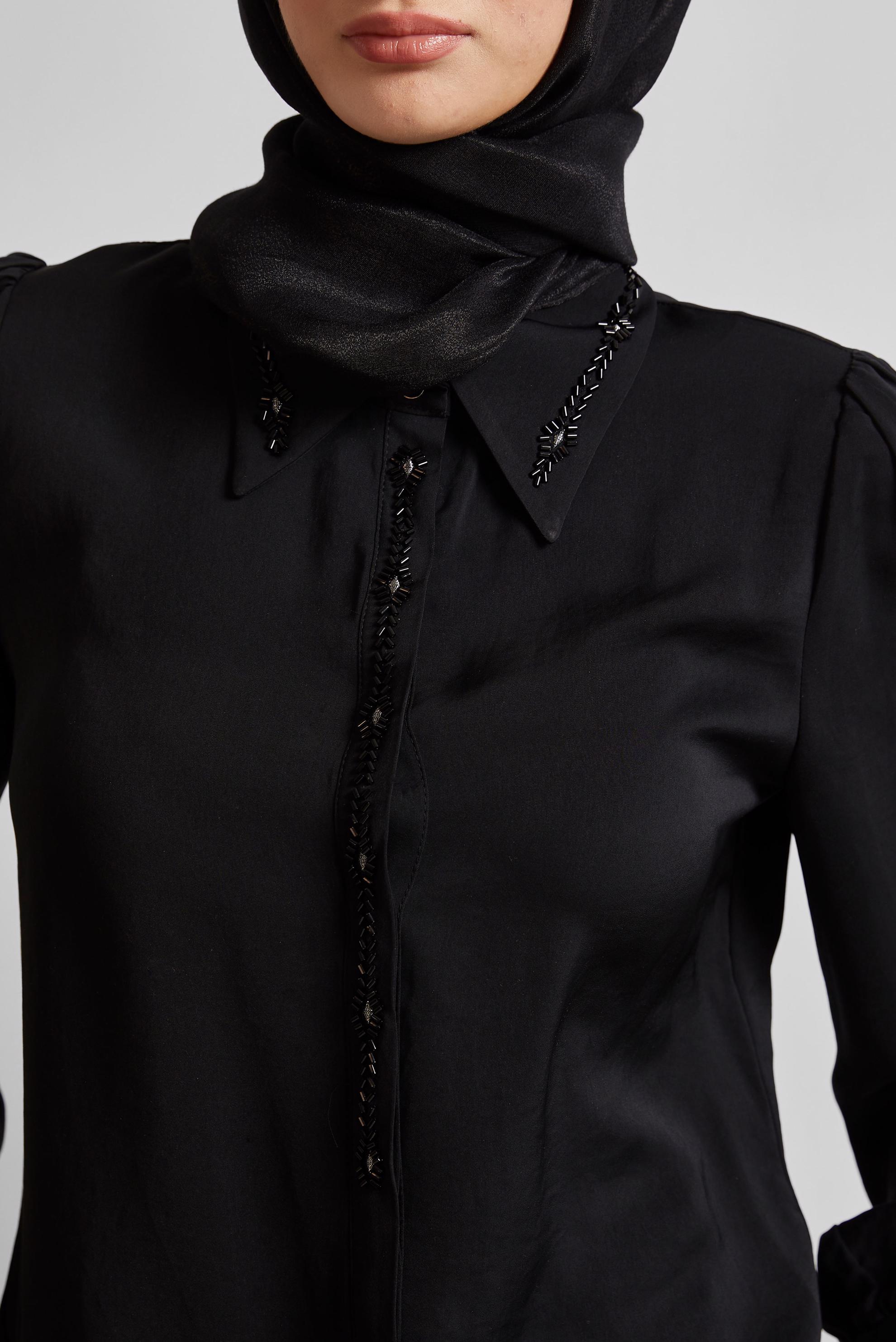 Tesettür giyim SİYAH TAŞ DETAYLI BLUZ 45682