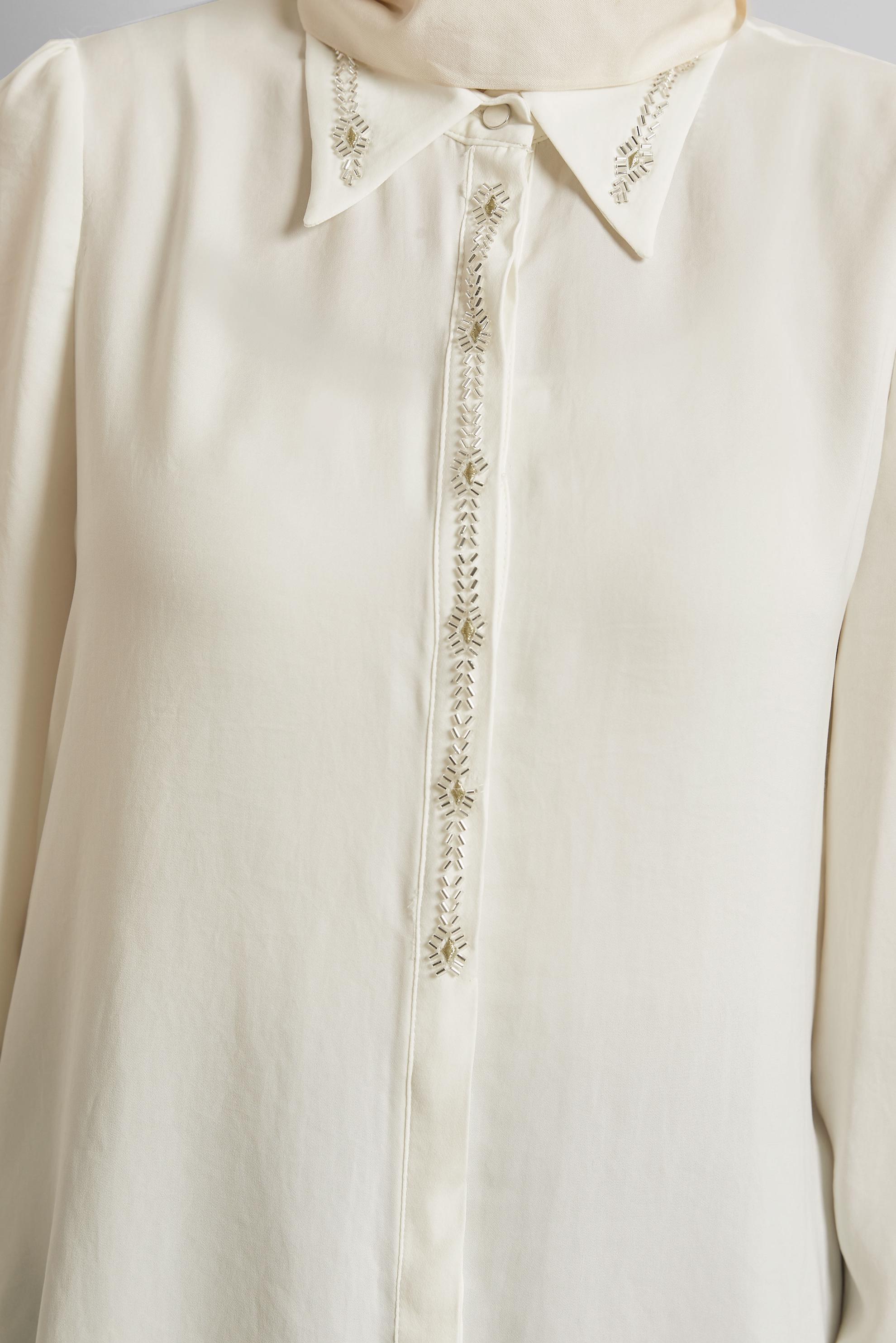 Tesettür giyim BEYAZ TAŞ DETAYLI BLUZ 45682