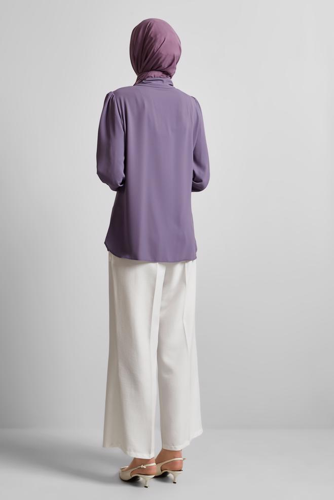 Tesettür giyim MOR BONCUK DETAYLI BLUZ 45684 - ALVİNA