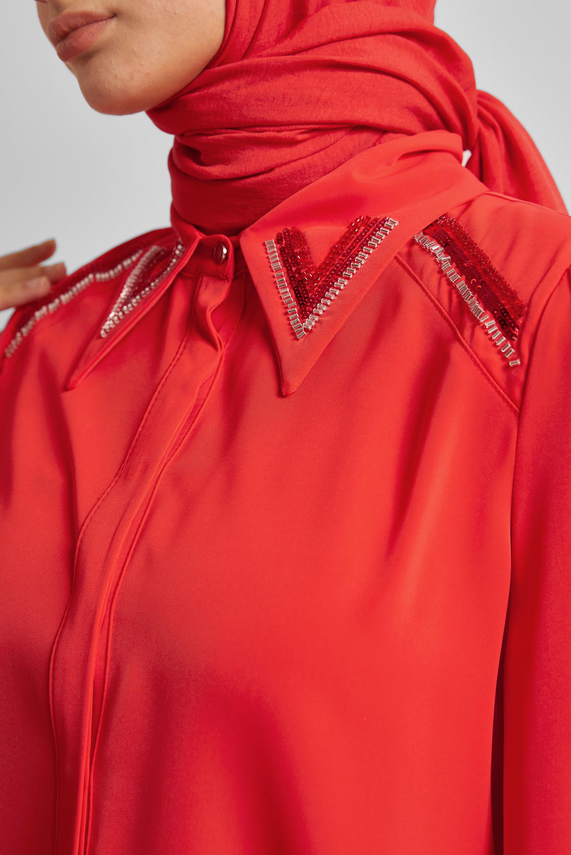 Hijab clothing RED BEAD DETAILED BLOUSE 45684