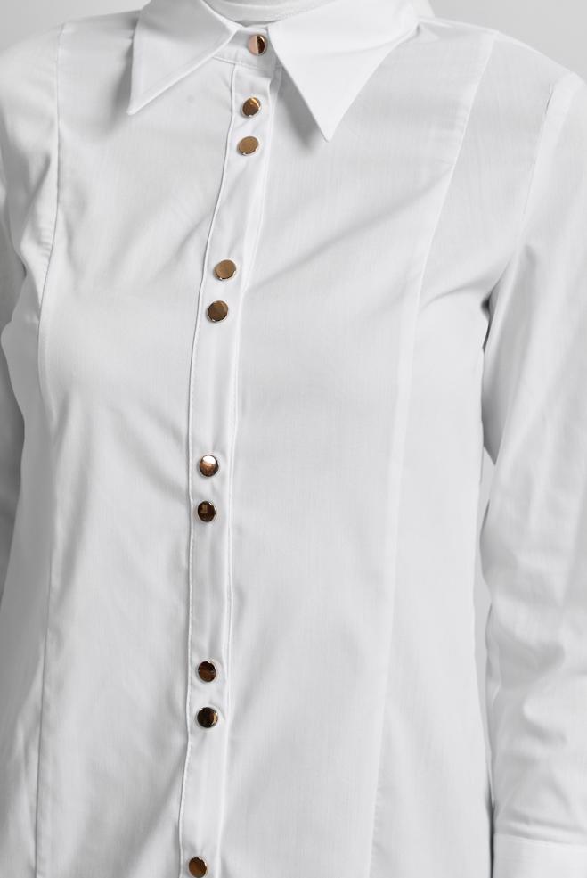 Tesettür giyim BEYAZ GÖMLEK YAKA BLUZ 45711 - ALVİNA