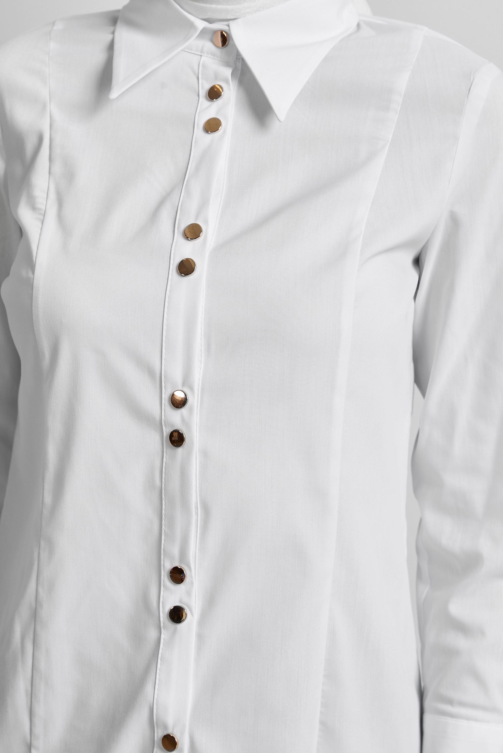 Tesettür giyim BEYAZ GÖMLEK YAKA BLUZ 45711