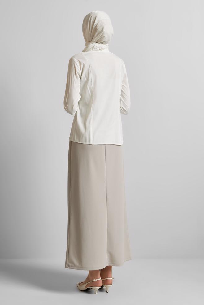 Tesettür giyim BEYAZ GÖMLEK YAKA BLUZ 45711 - ALVİNA