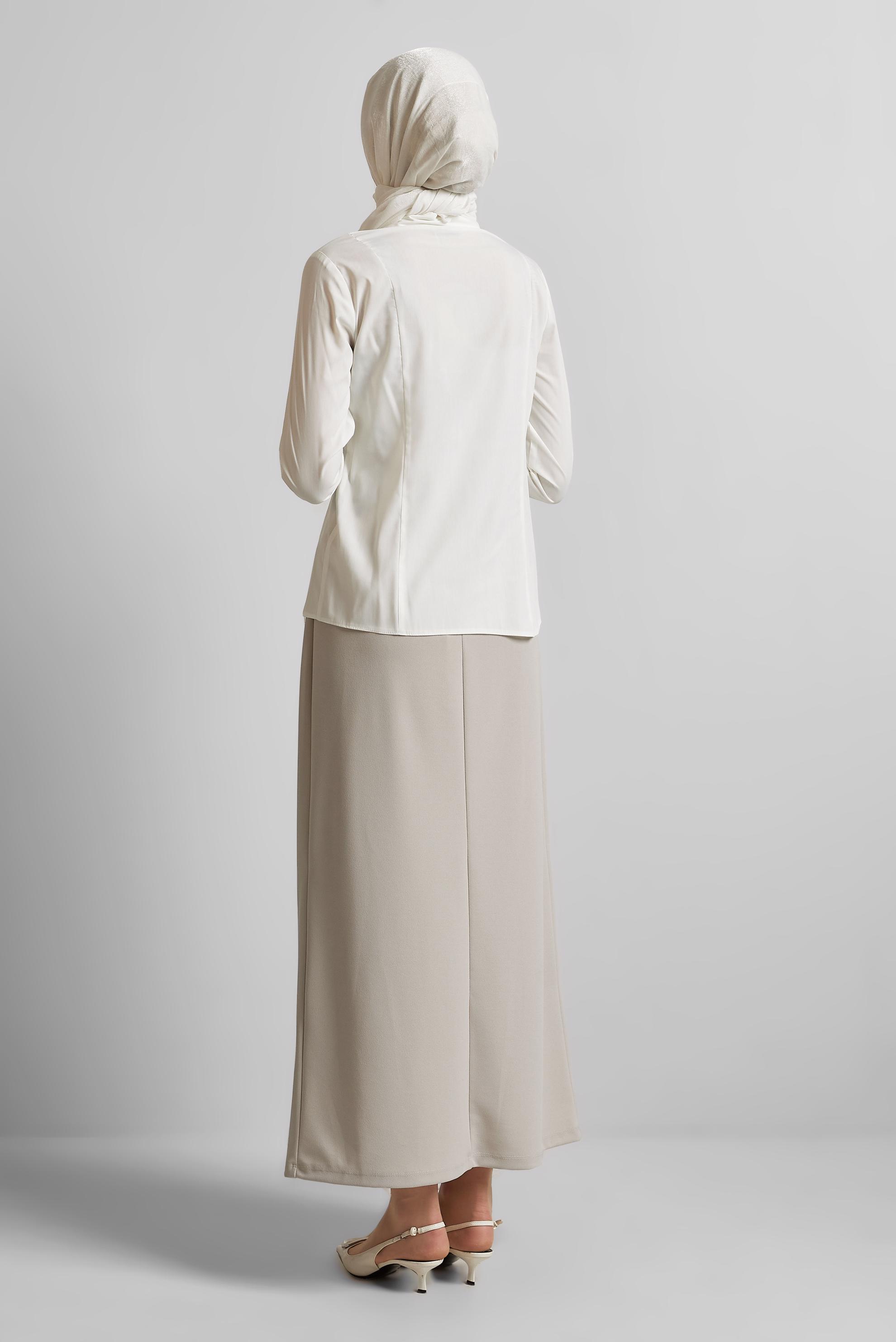 Tesettür giyim BEYAZ GÖMLEK YAKA BLUZ 45711