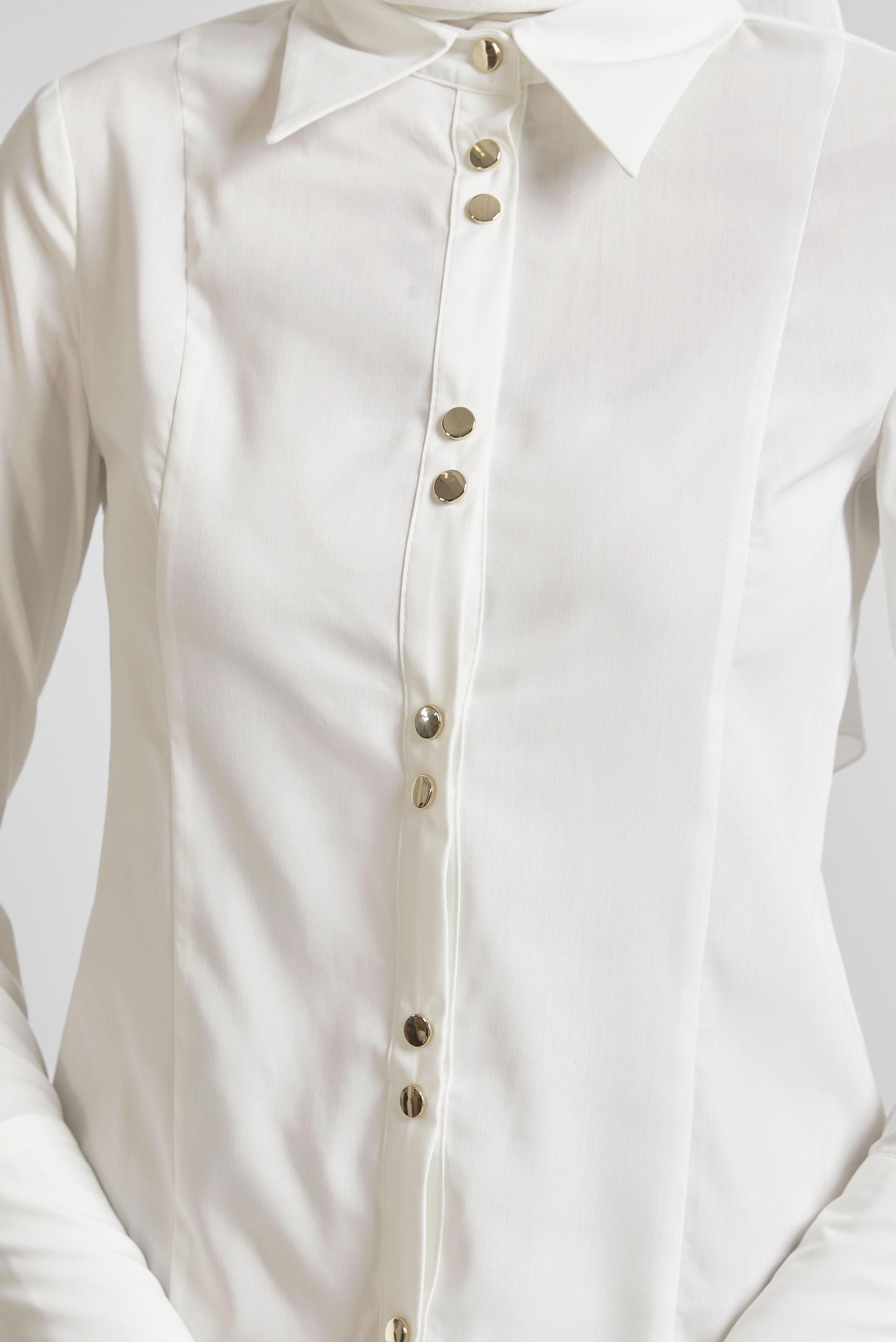 Tesettür giyim BEYAZ GÖMLEK YAKA BLUZ 45711