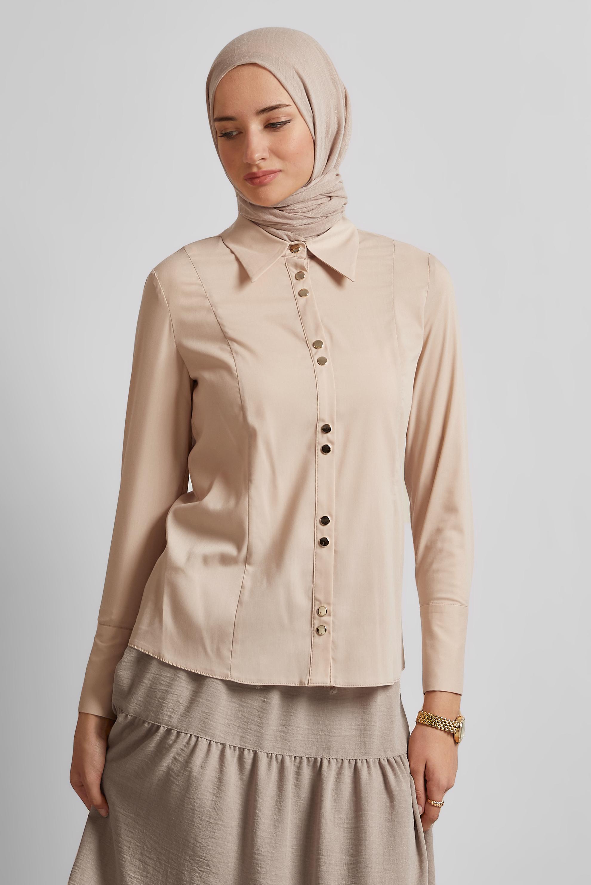 Hijab clothing BEIGE SHIRT COLLAR BLOUSE 45711