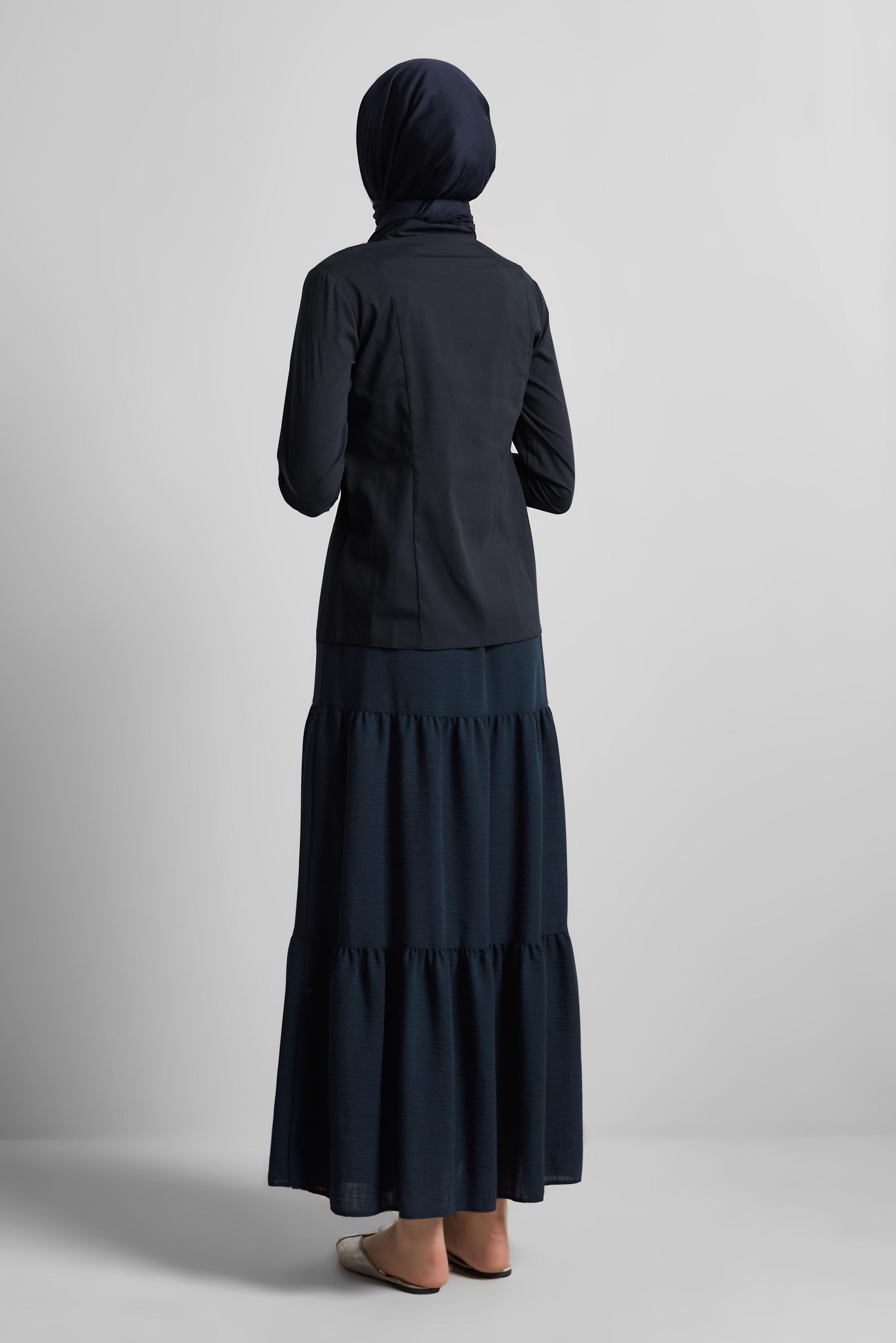 Tesettür giyim LACİVERT GÖMLEK YAKA BLUZ 45711