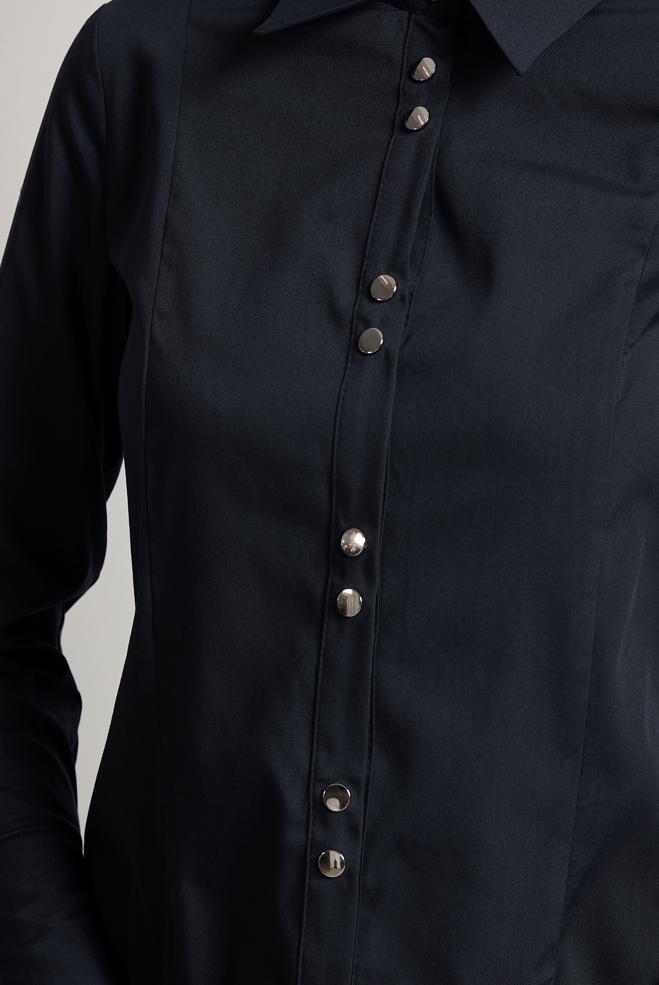 Tesettür giyim LACİVERT GÖMLEK YAKA BLUZ 45711 - ALVİNA