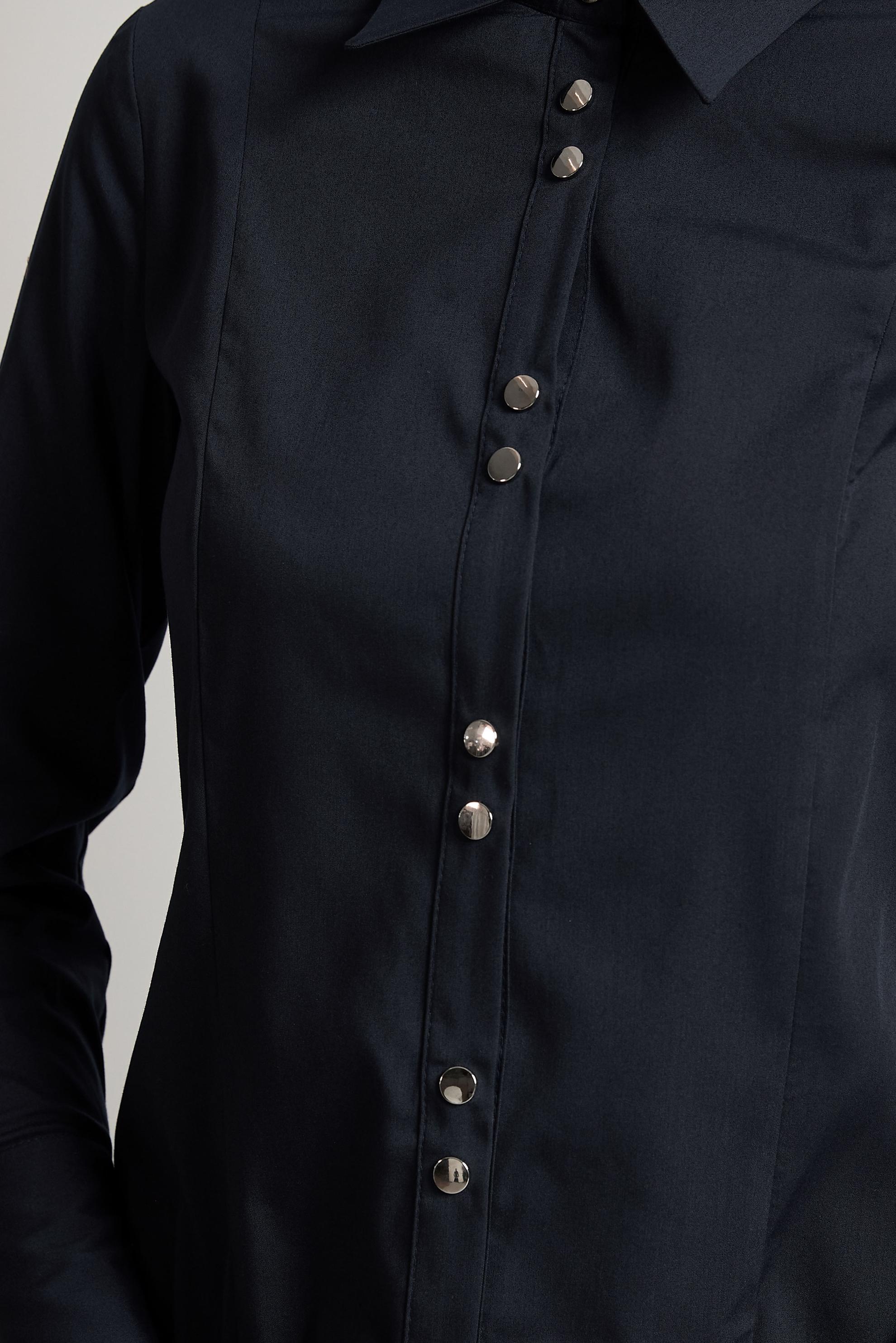 Tesettür giyim LACİVERT GÖMLEK YAKA BLUZ 45711