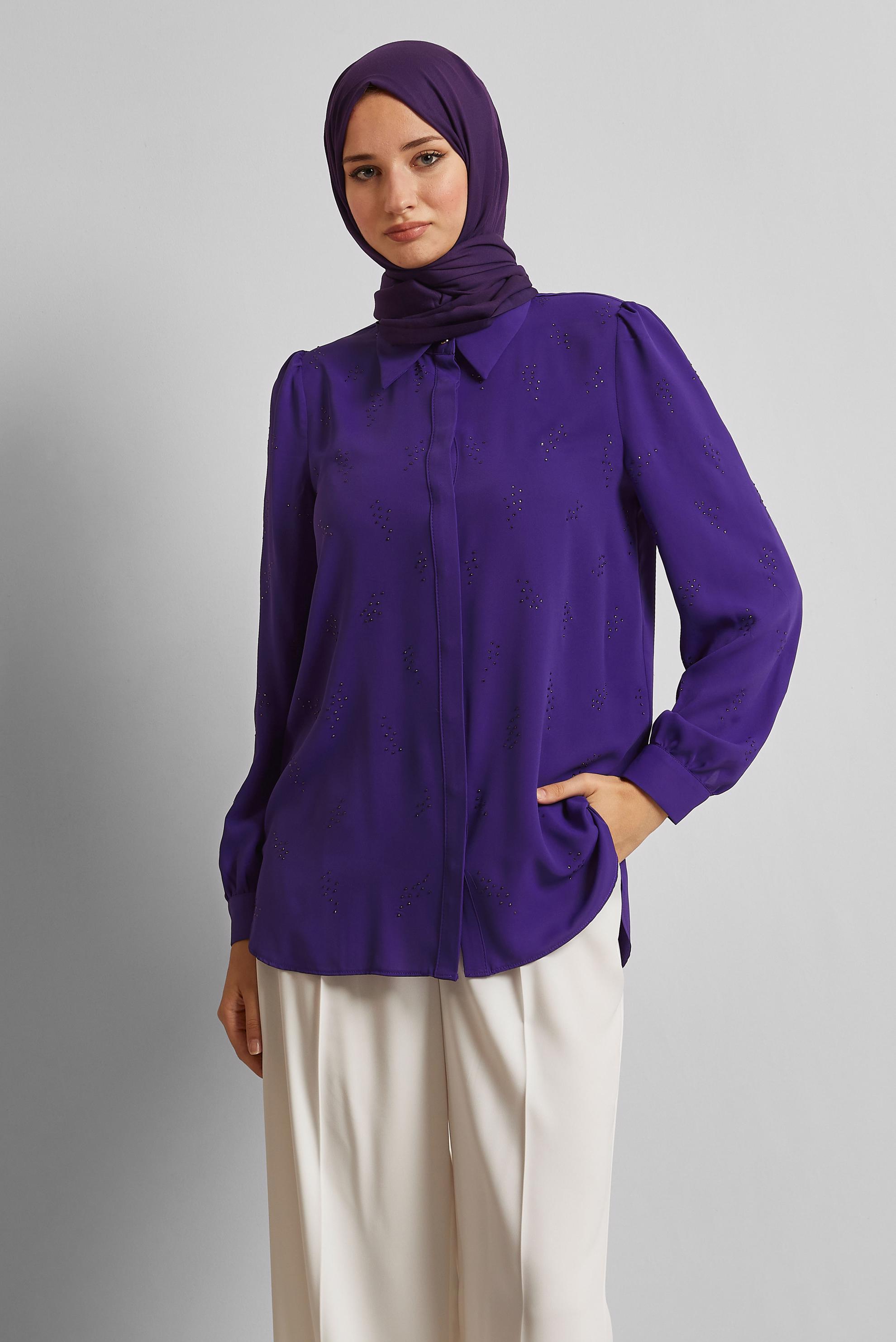 Hijab clothing PURPLE GEM EMBROIDERED BLOUSE 45721