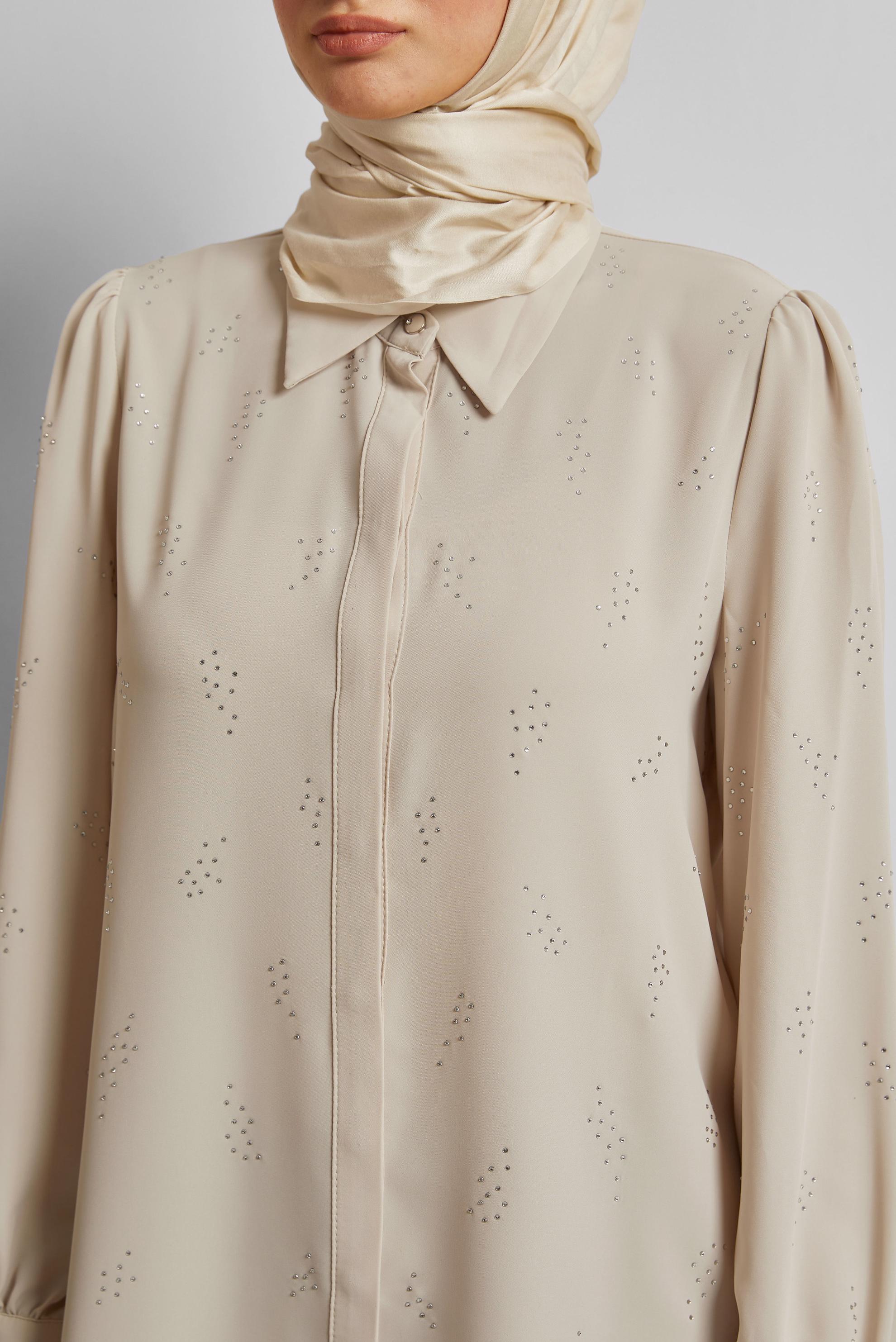 Tesettür giyim BEJ TAŞ BASKILI BLUZ 45721