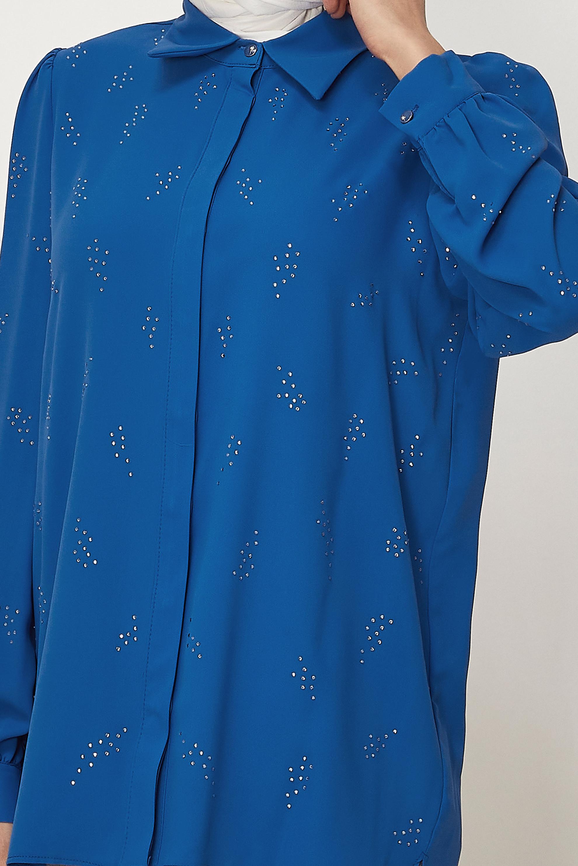 Hijab clothing NAVY BLUE GEM EMBROIDERED BLOUSE 45721