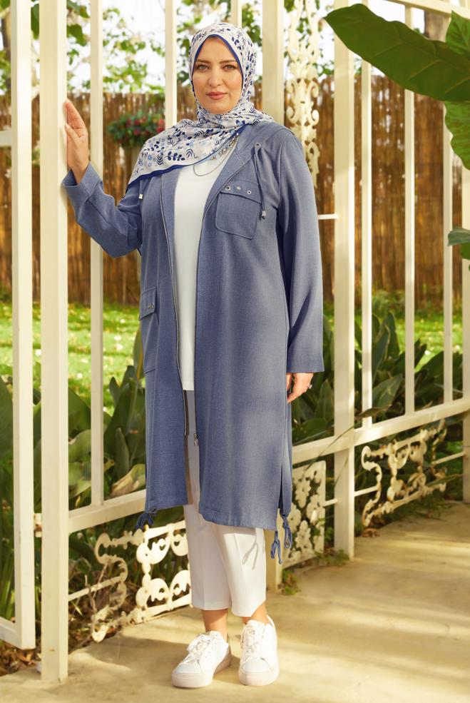 Vêtements hijab BLEU MARINE VESTE À CAPUCHE 20762 - ALVİNA