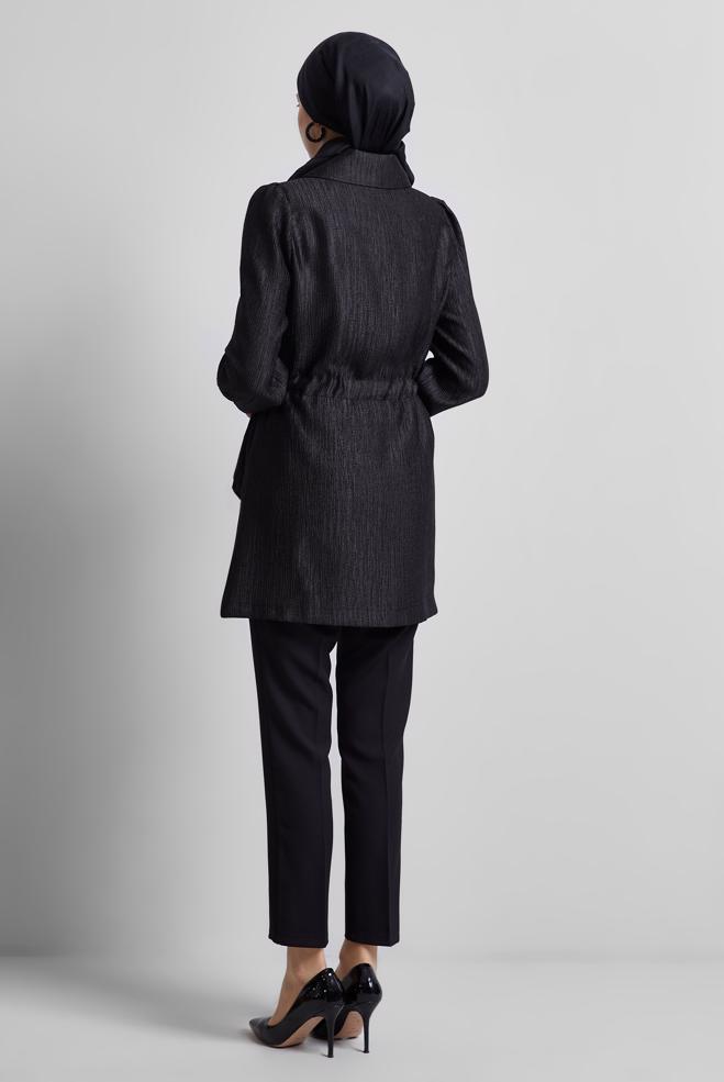 Vêtements hijab NOIR VESTE JACQUARD 45392 - ALVİNA