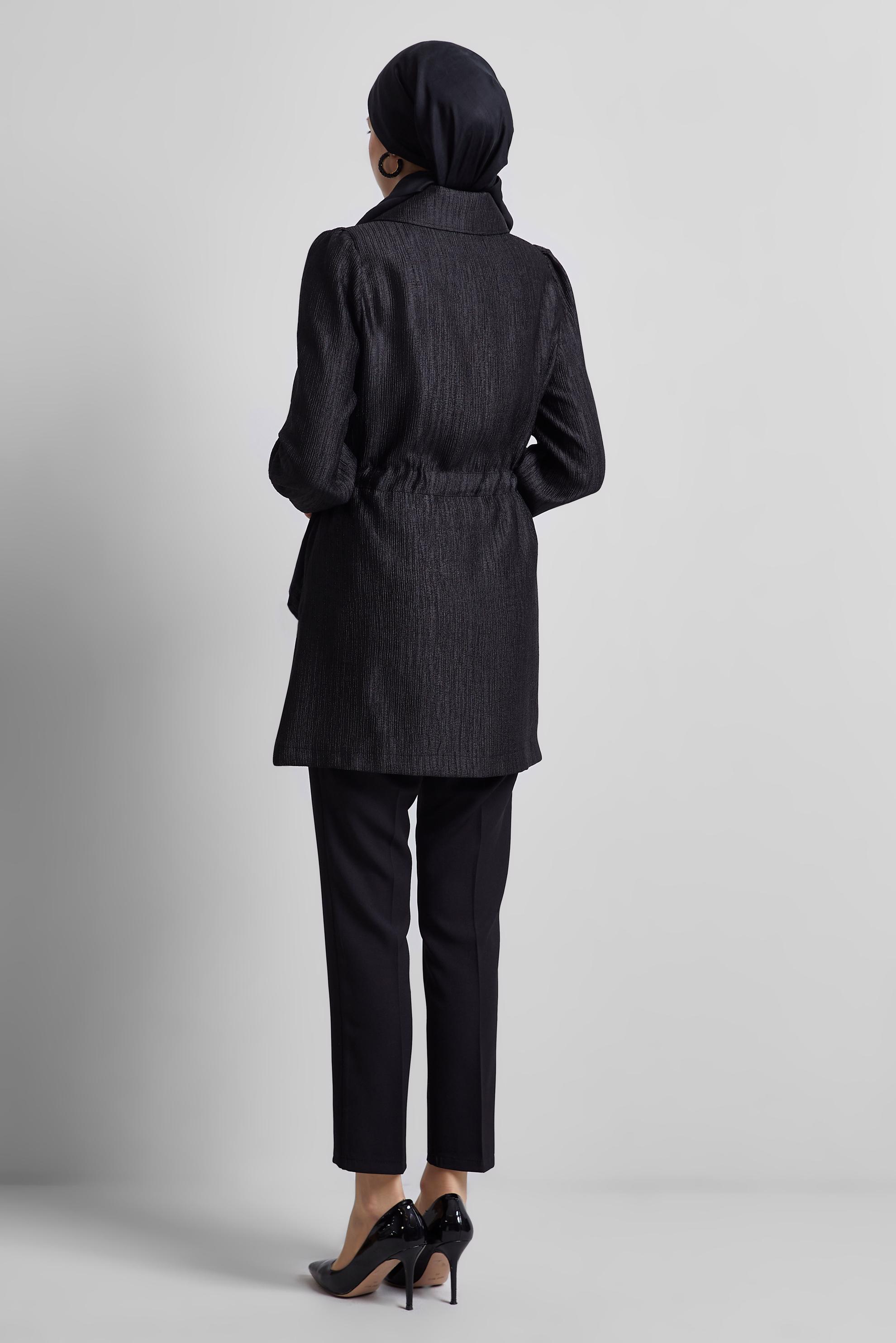 Tesettür giyim SİYAH JAKARLI TAŞLI GİY ÇIK 45392