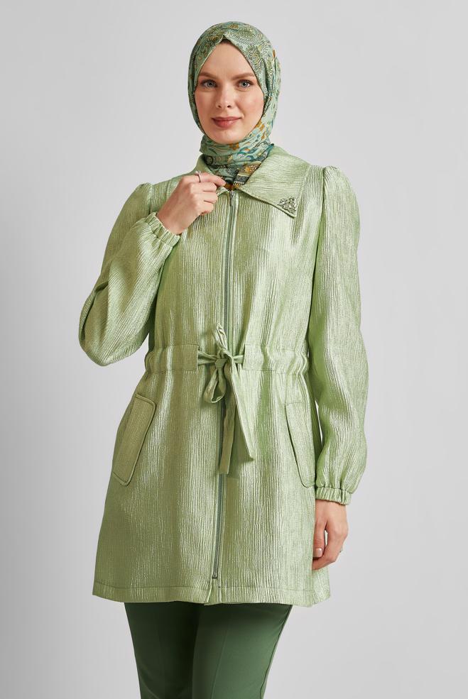 Hijab clothing GREEN JACQUARD JACKET 45392 - ALVİNA