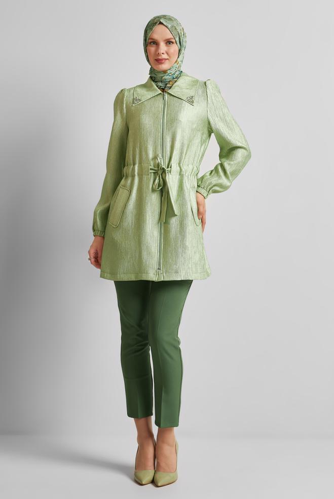 Hijab clothing GREEN JACQUARD JACKET 45392 - ALVİNA
