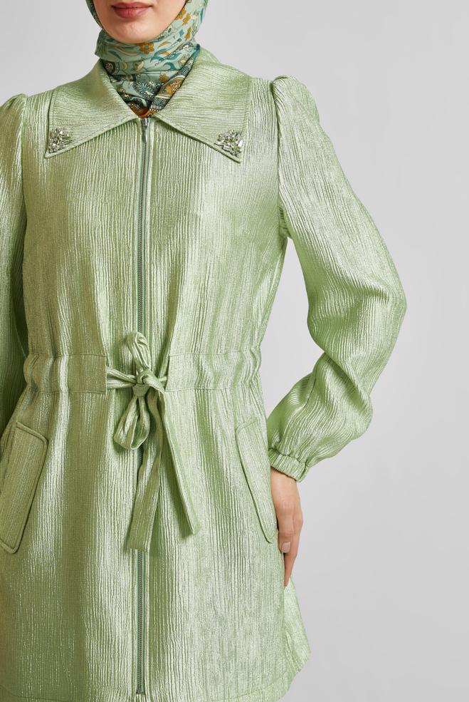 Hijab clothing GREEN JACQUARD JACKET 45392 - ALVİNA