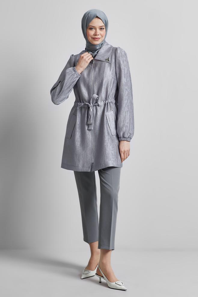 Hijab clothing GREY JACQUARD JACKET 45392 - ALVİNA