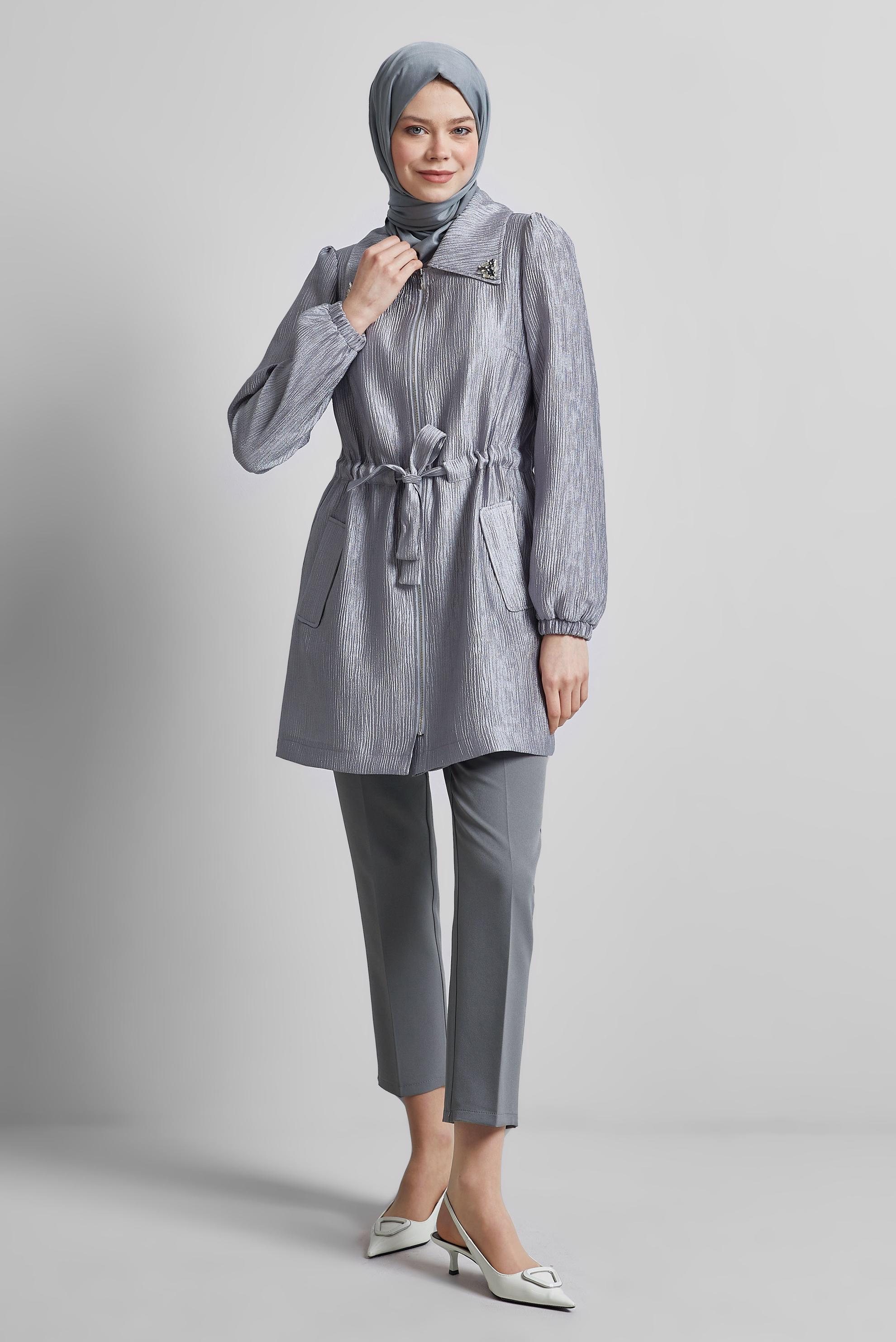 Vêtements hijab GRIS VESTE JACQUARD 45392