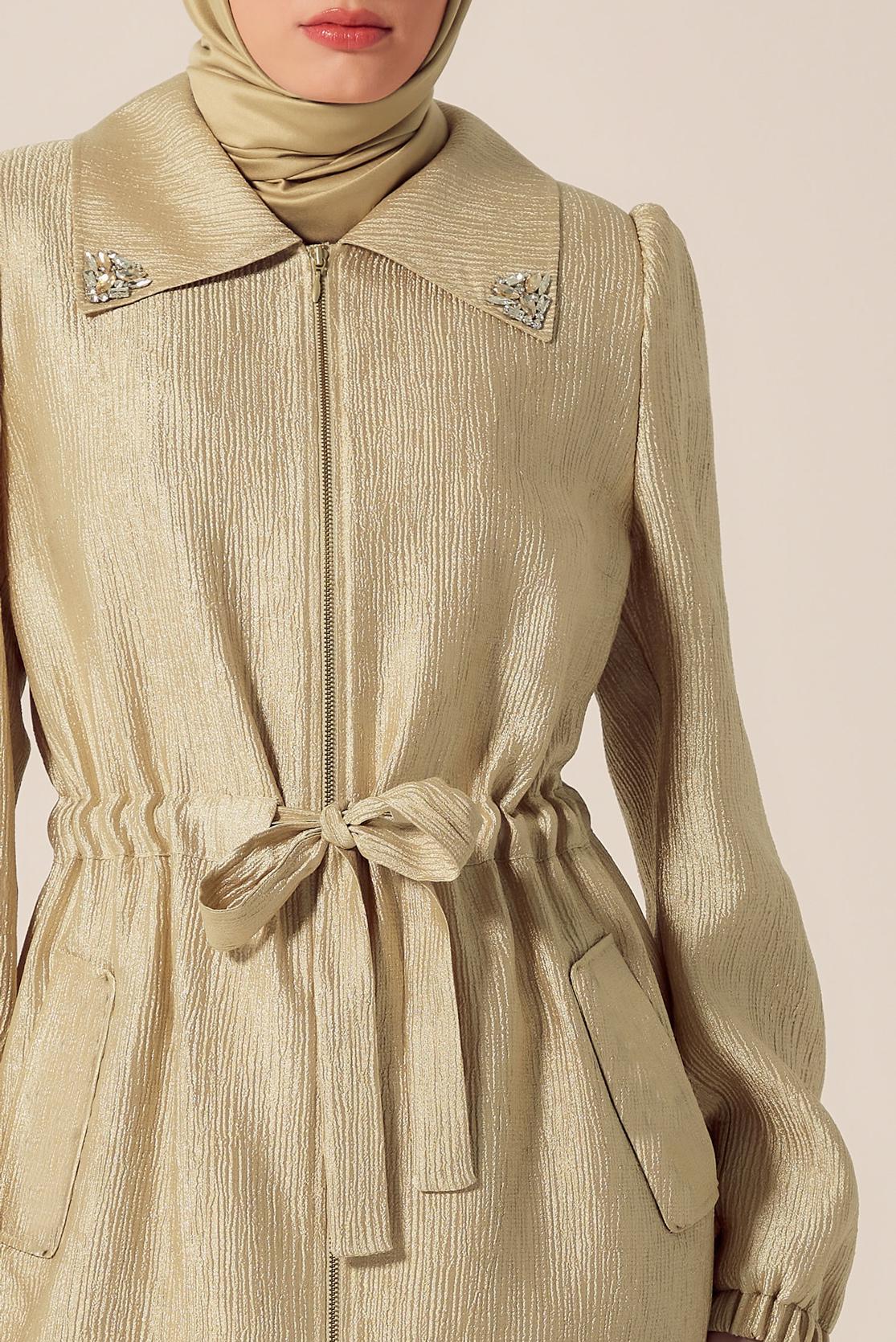 Tesettür giyim ALTIN JAKARLI TAŞLI GİY ÇIK 45392