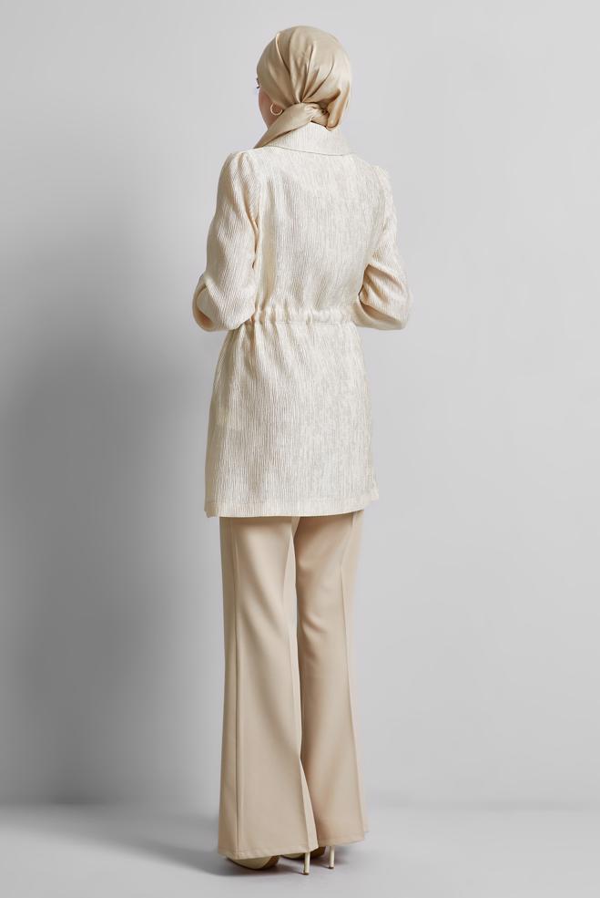 Vêtements hijab BEIGE VESTE JACQUARD 45392 - ALVİNA