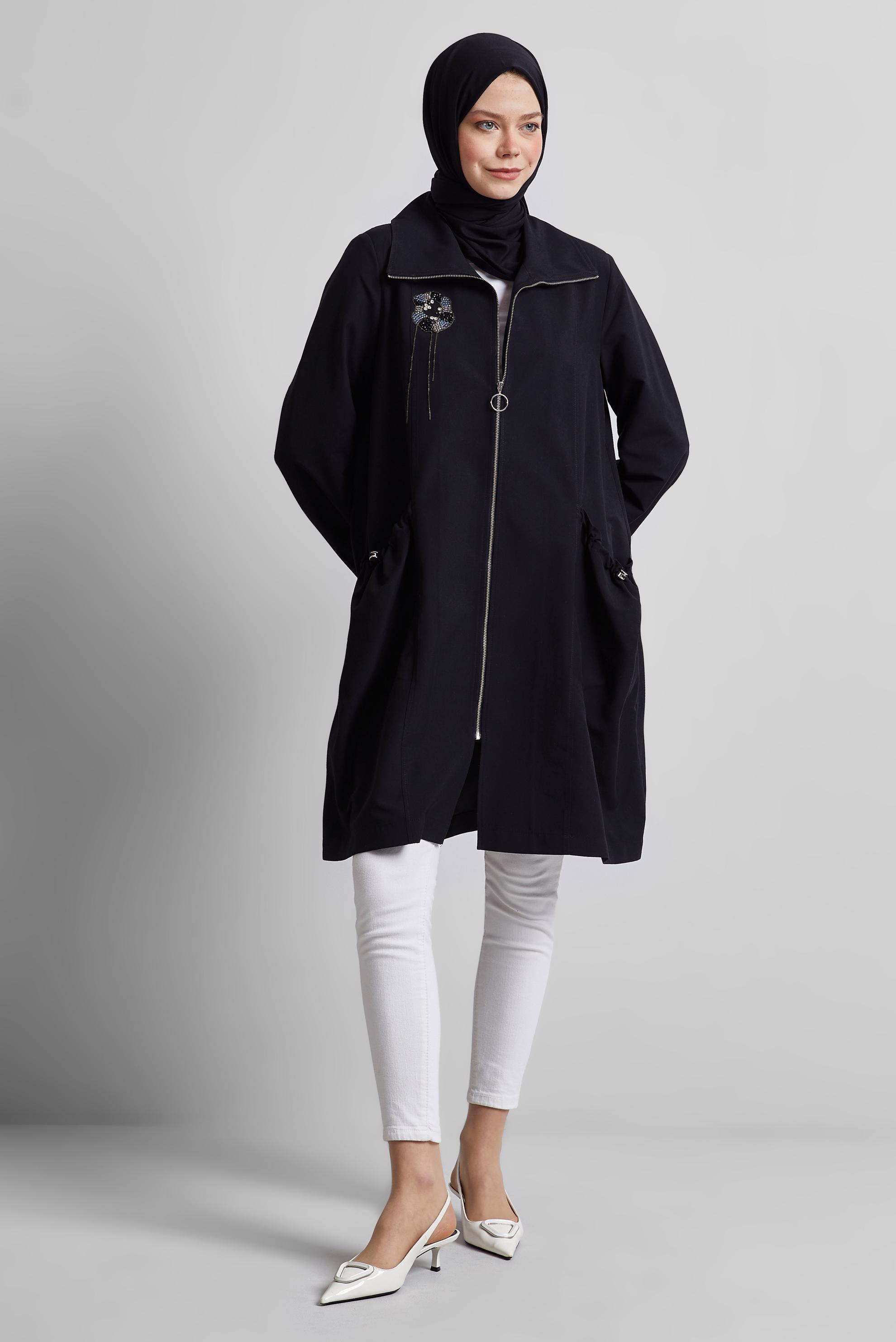 Vêtements hijab NOIR VESTE ZIPPÉE 45396 