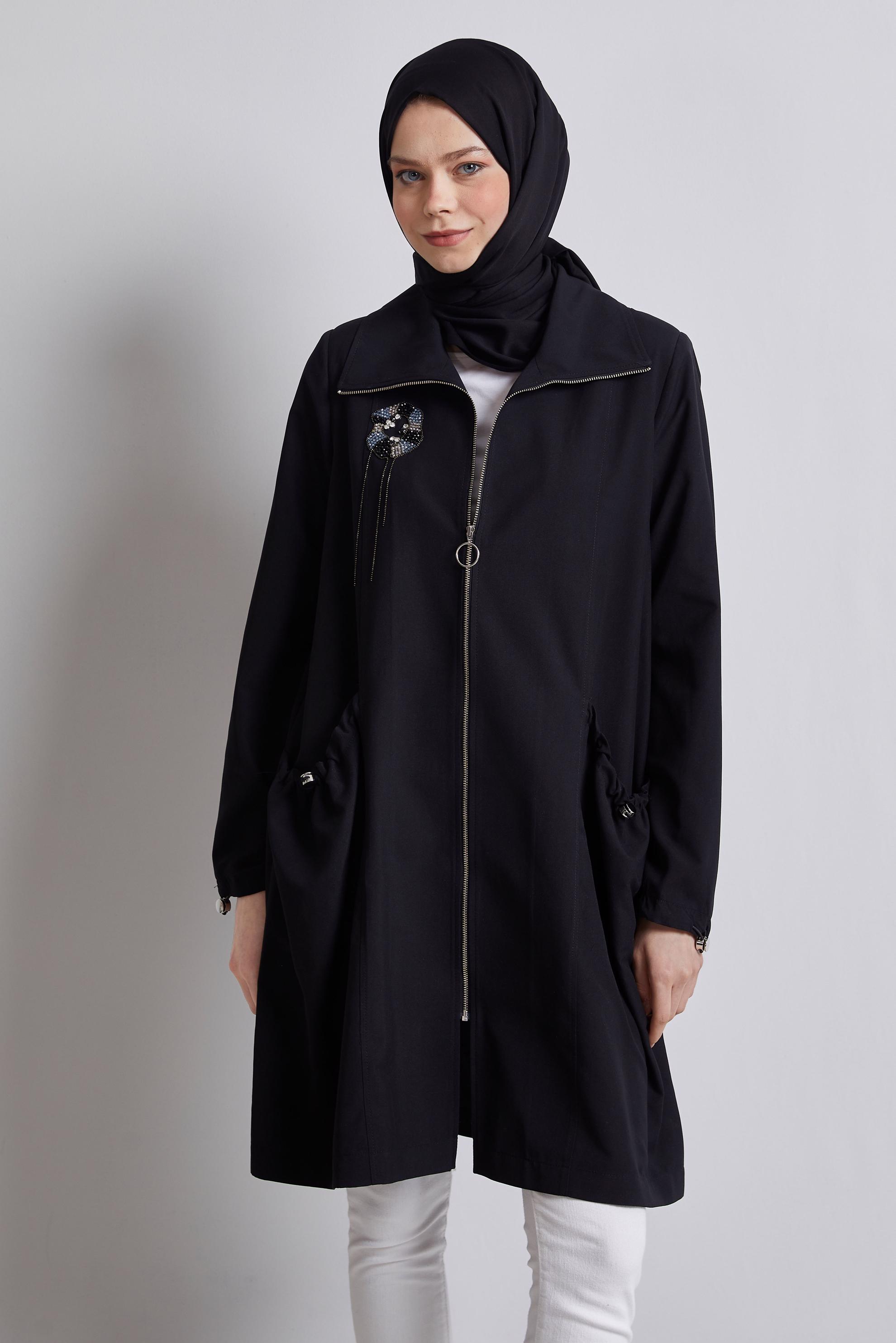 Vêtements hijab NOIR VESTE ZIPPÉE 45396 