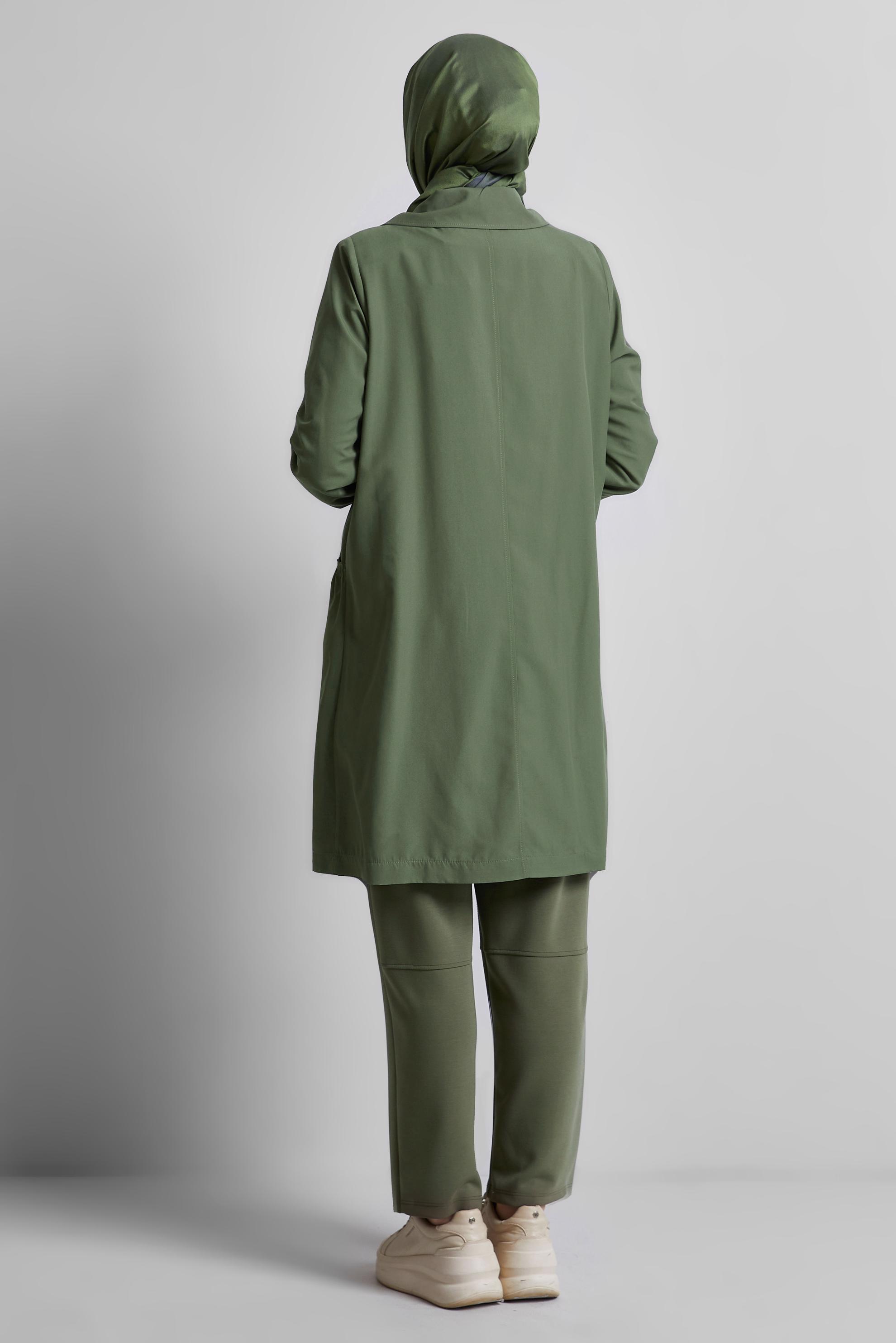 Vêtements hijab KAKI VESTE ZIPPÉE 45396 