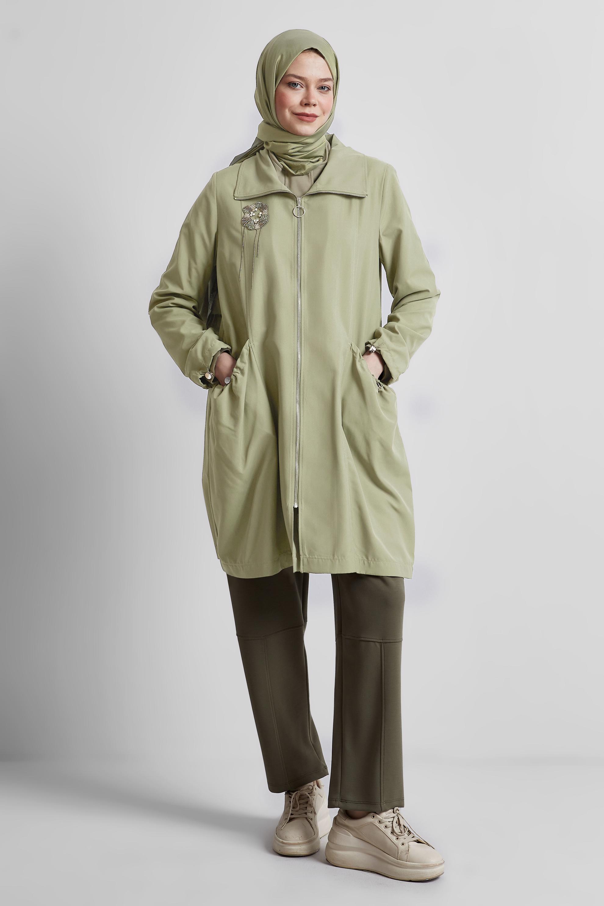 Tesettür giyim BEJ FERMUARLI GİY ÇIK 45396 