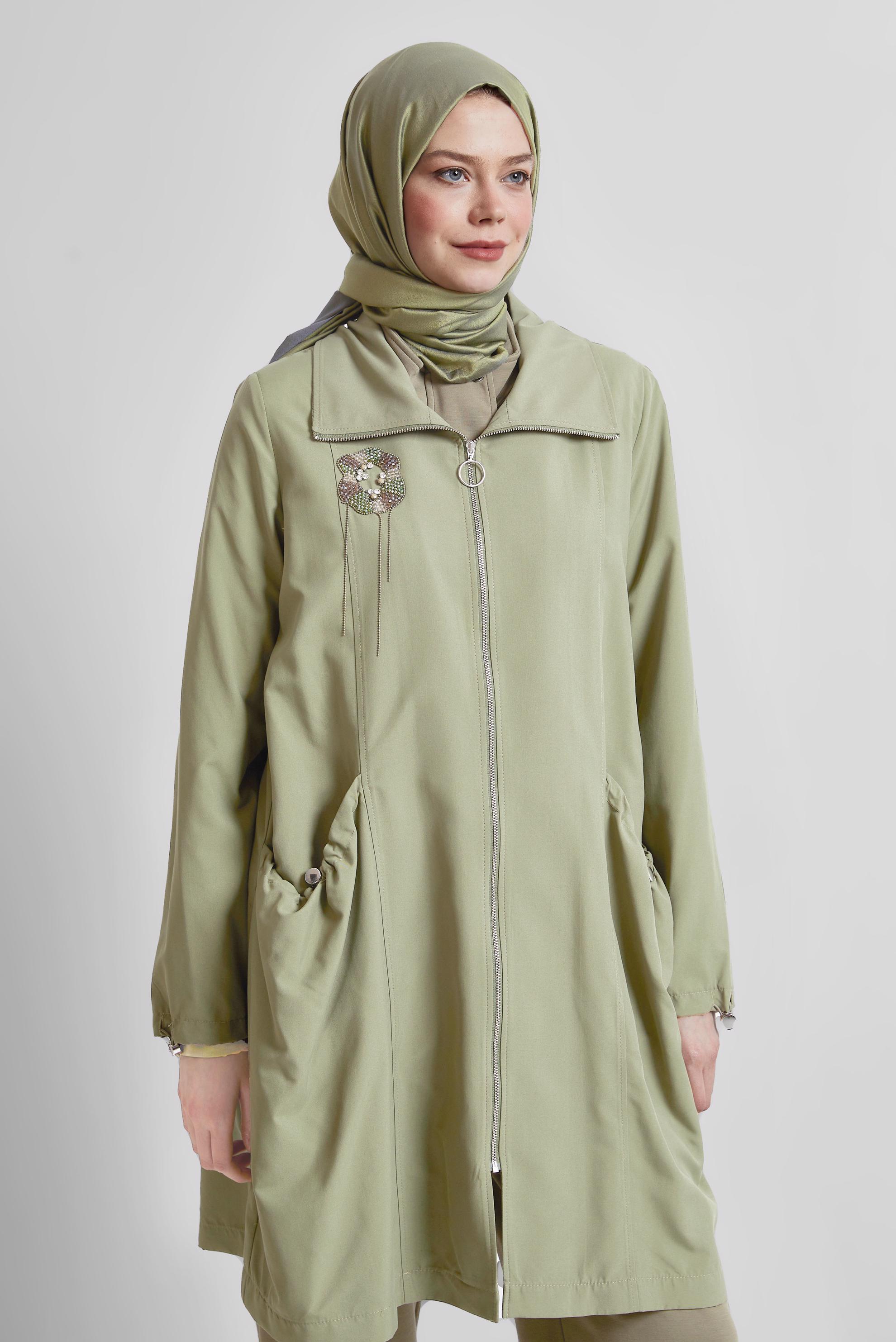 Tesettür giyim BEJ FERMUARLI GİY ÇIK 45396 