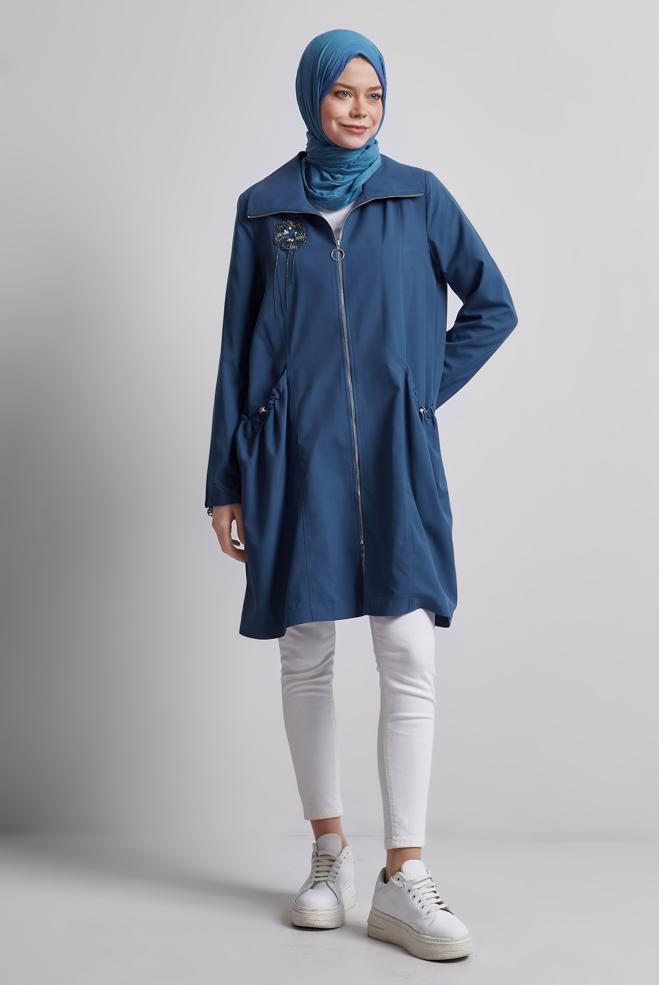 Vêtements hijab BLEU MARINE VESTE ZIPPÉE 45396  - ALVİNA