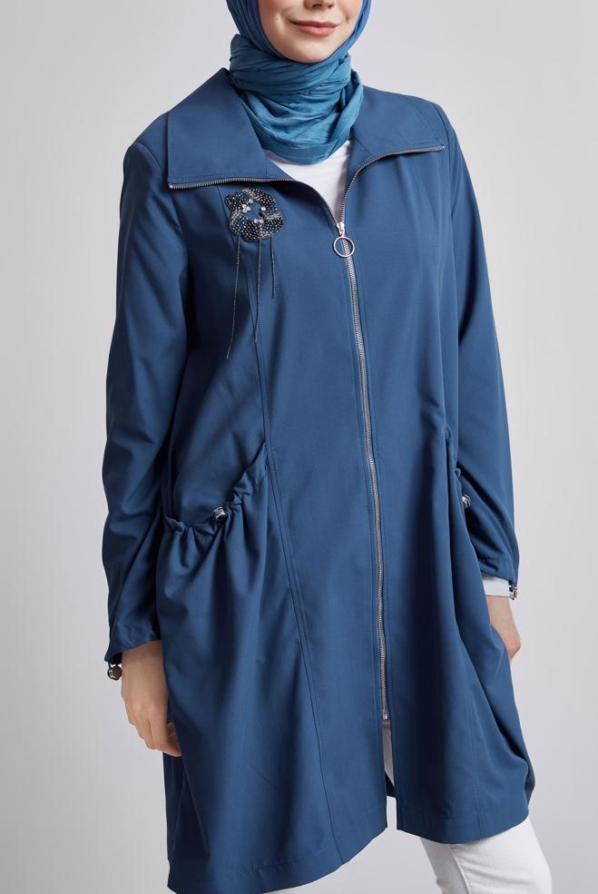 Vêtements hijab BLEU MARINE VESTE ZIPPÉE 45396  - ALVİNA