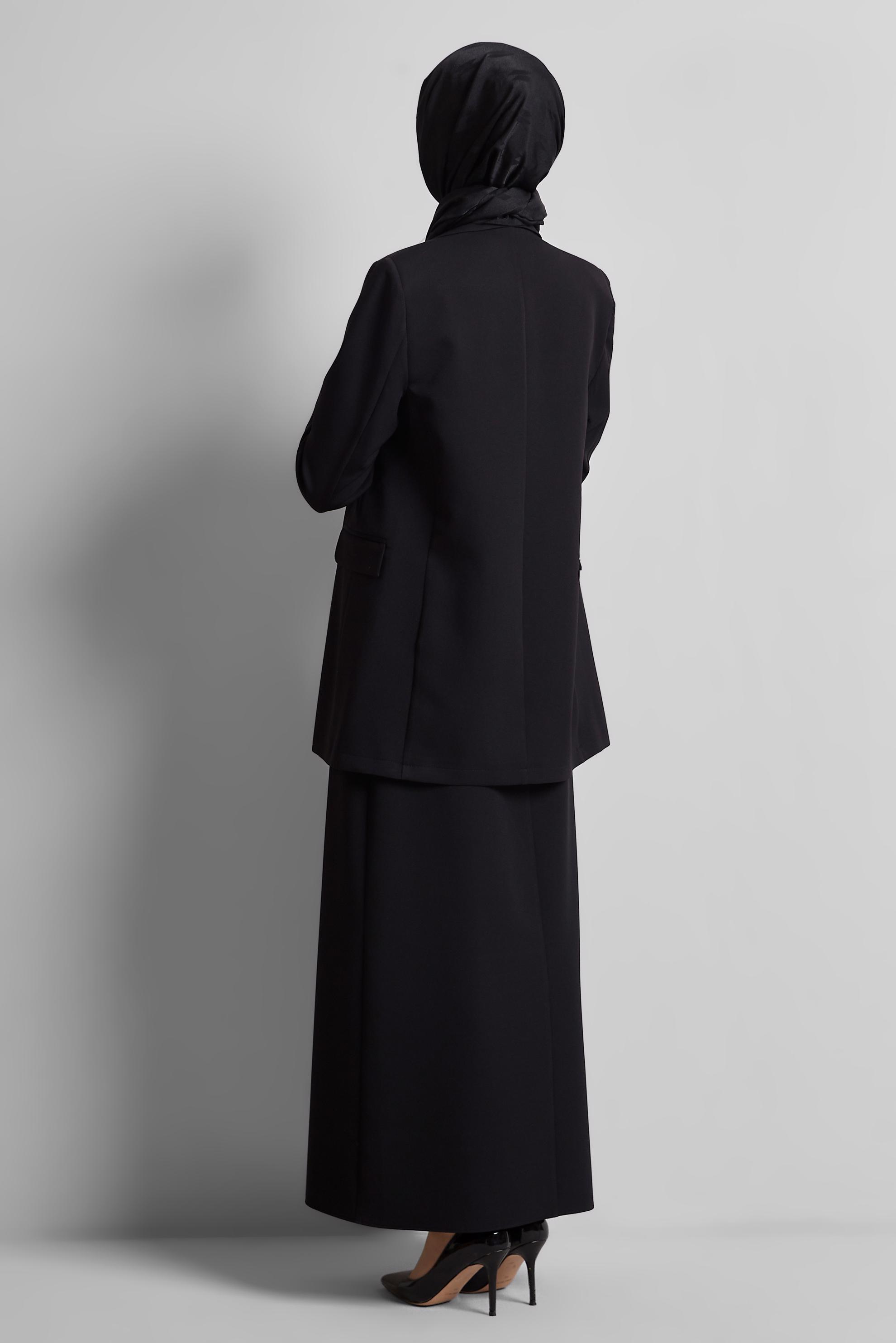 Tesettür giyim SİYAH KRUVAZE YAKA BLAZER CEKET 45436
