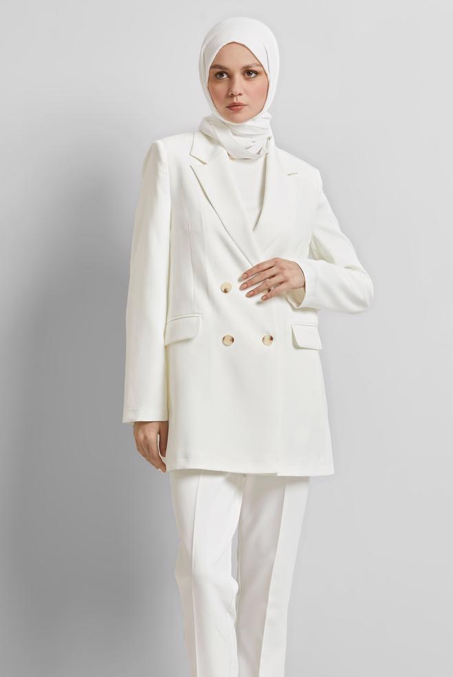 Hijab clothing WHITE BLAZER JACKET 45436 - ALVİNA