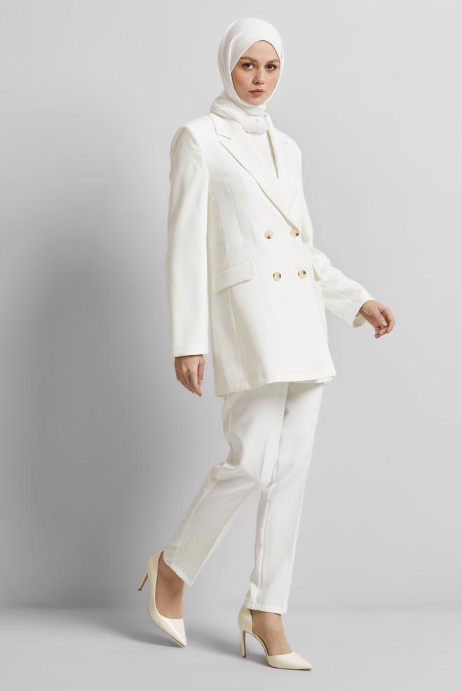 Hijab clothing WHITE BLAZER JACKET 45436 - ALVİNA