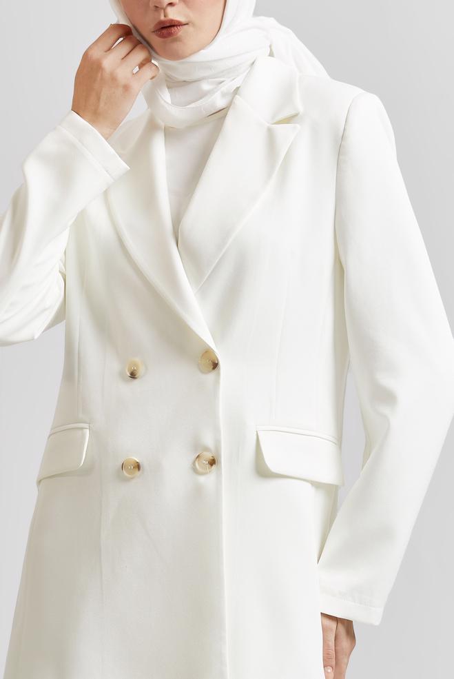 Hijab clothing WHITE BLAZER JACKET 45436 - ALVİNA