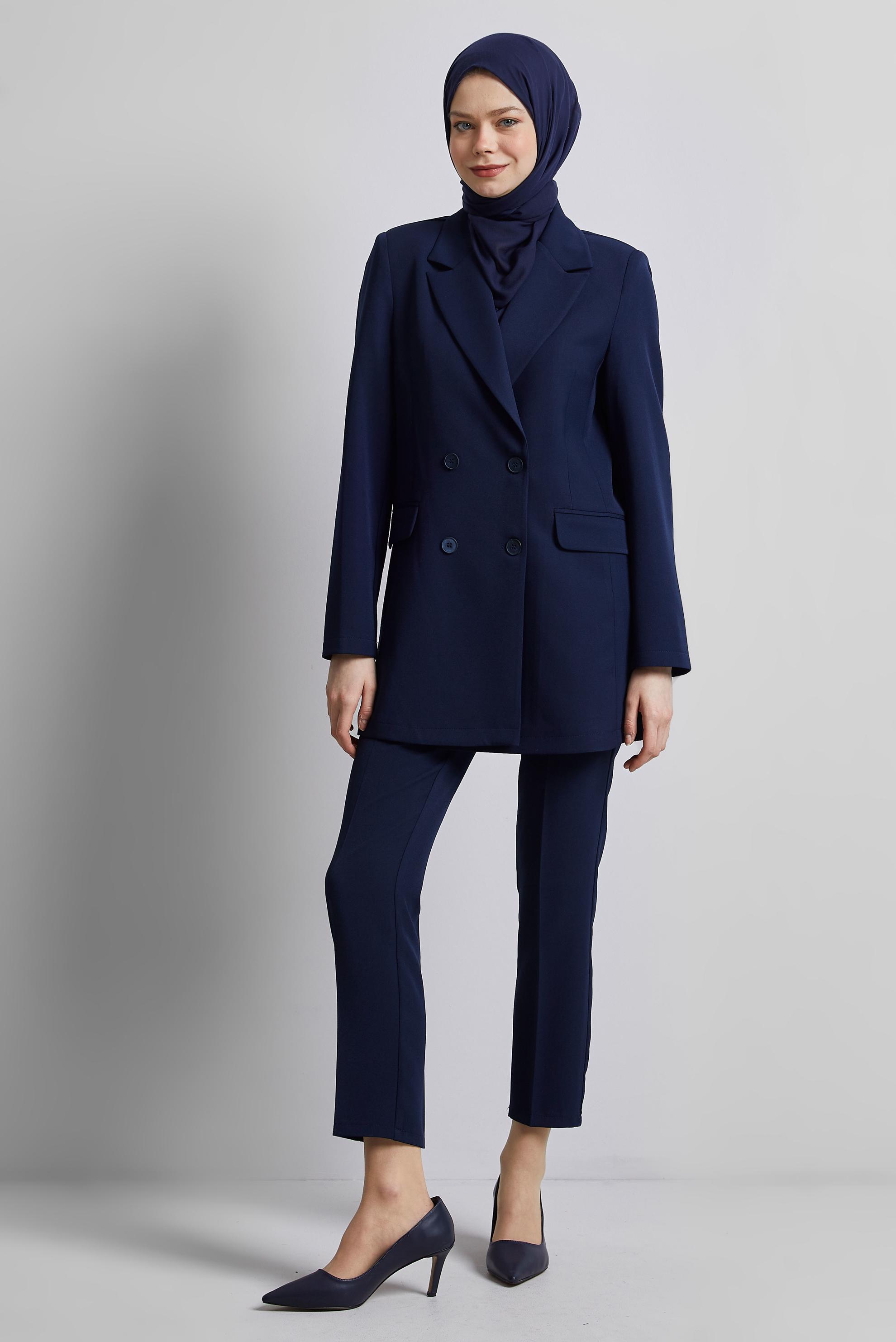 Tesettür giyim LACİVERT KRUVAZE YAKA BLAZER CEKET 45436