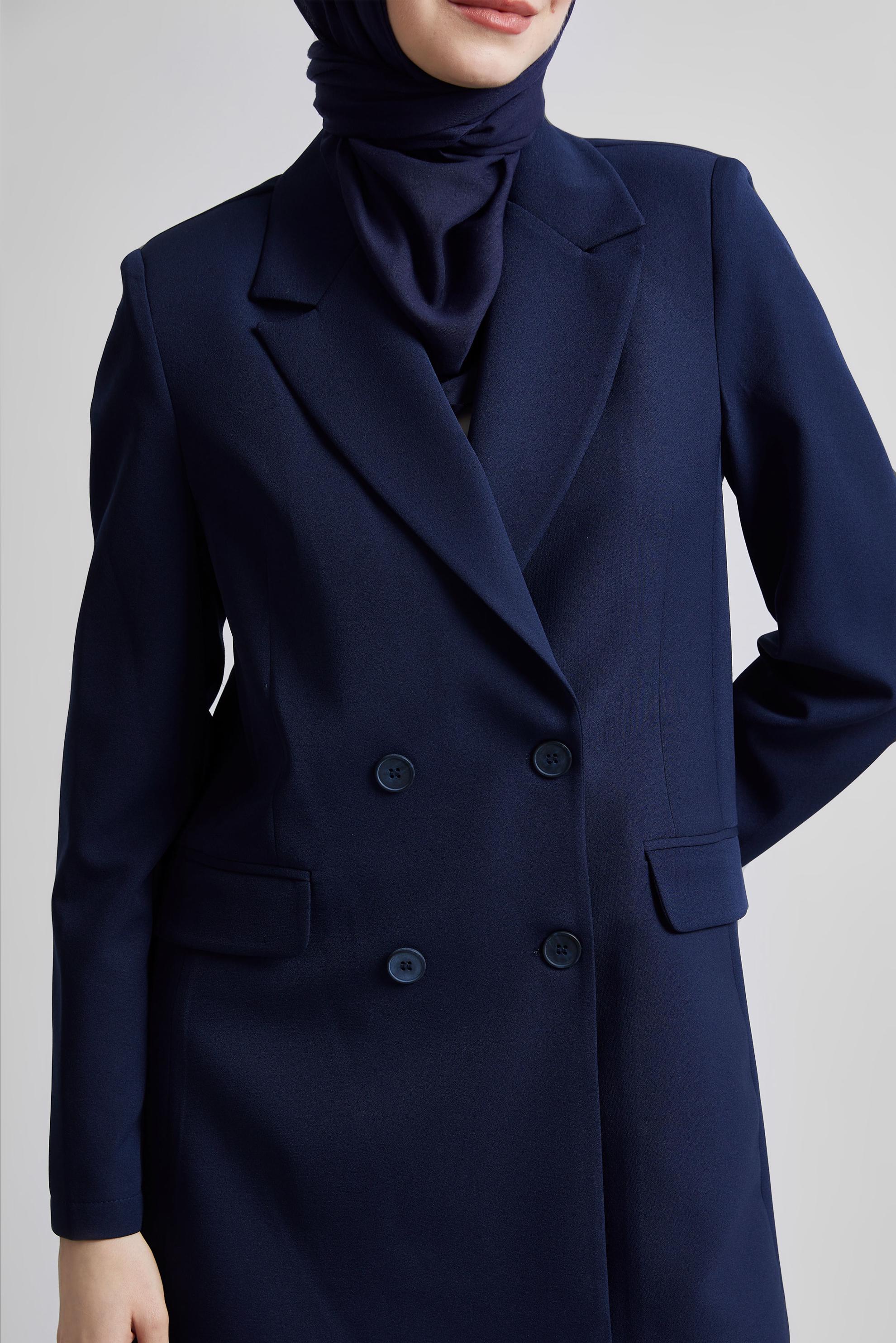 Tesettür giyim LACİVERT KRUVAZE YAKA BLAZER CEKET 45436