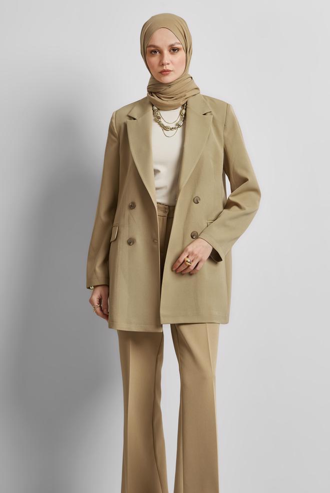 Hijab-Kleidung SAND BLAZERJACKE 45436 - ALVİNA