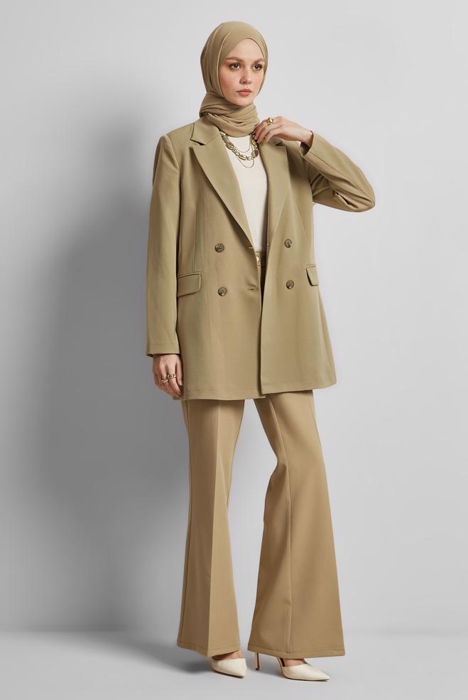 Hijab-Kleidung SAND BLAZERJACKE 45436 - ALVİNA