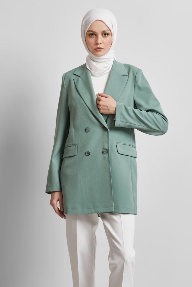 Hijab clothing GREEN BLAZER JACKET 45436 - ALVİNA