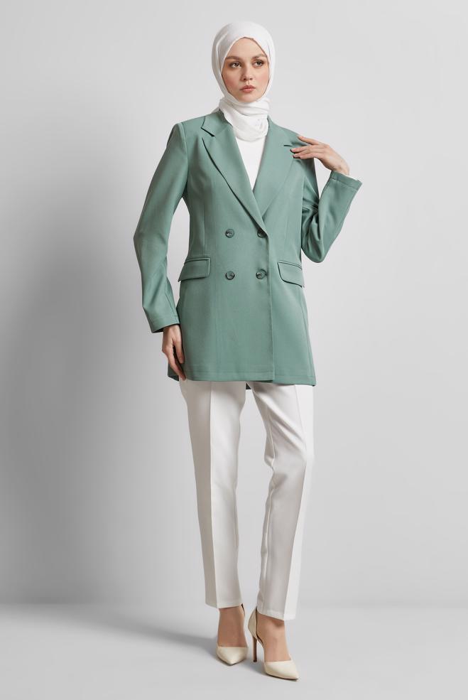 Hijab clothing GREEN BLAZER JACKET 45436 - ALVİNA