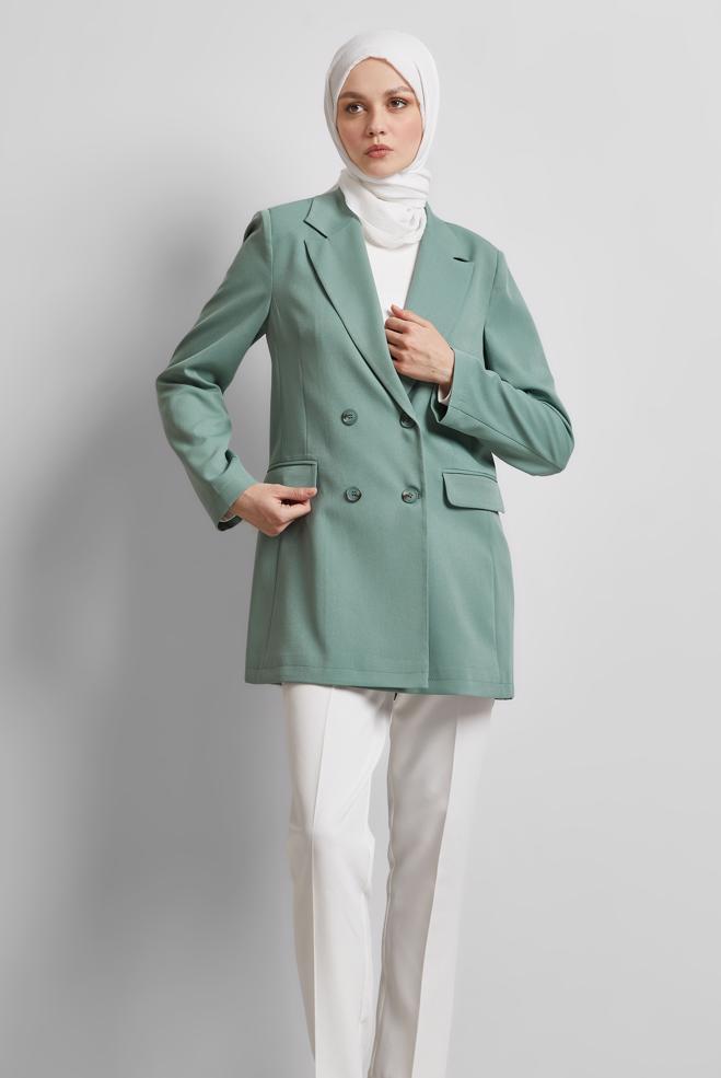 Hijab clothing GREEN BLAZER JACKET 45436 - ALVİNA