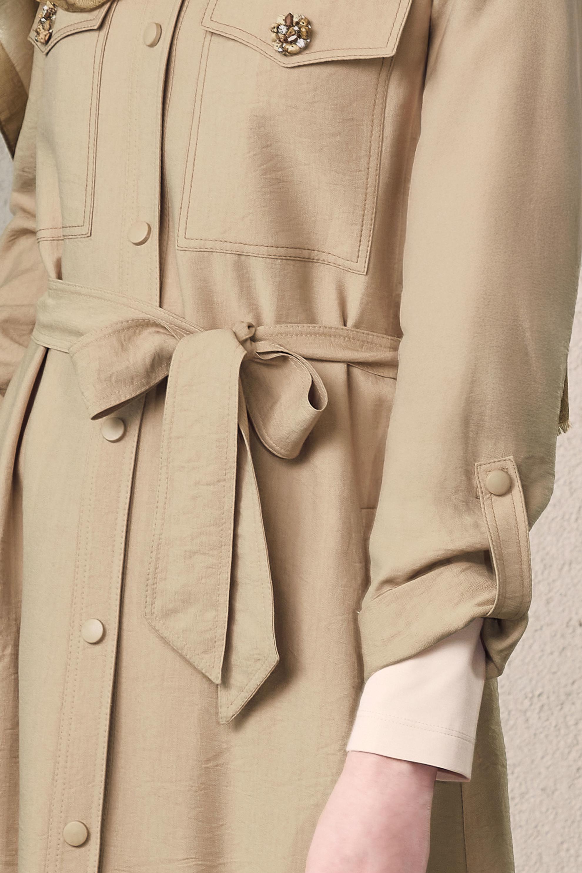 Tesettür giyim KAHVE KUŞAKLI GİY ÇIK 45443