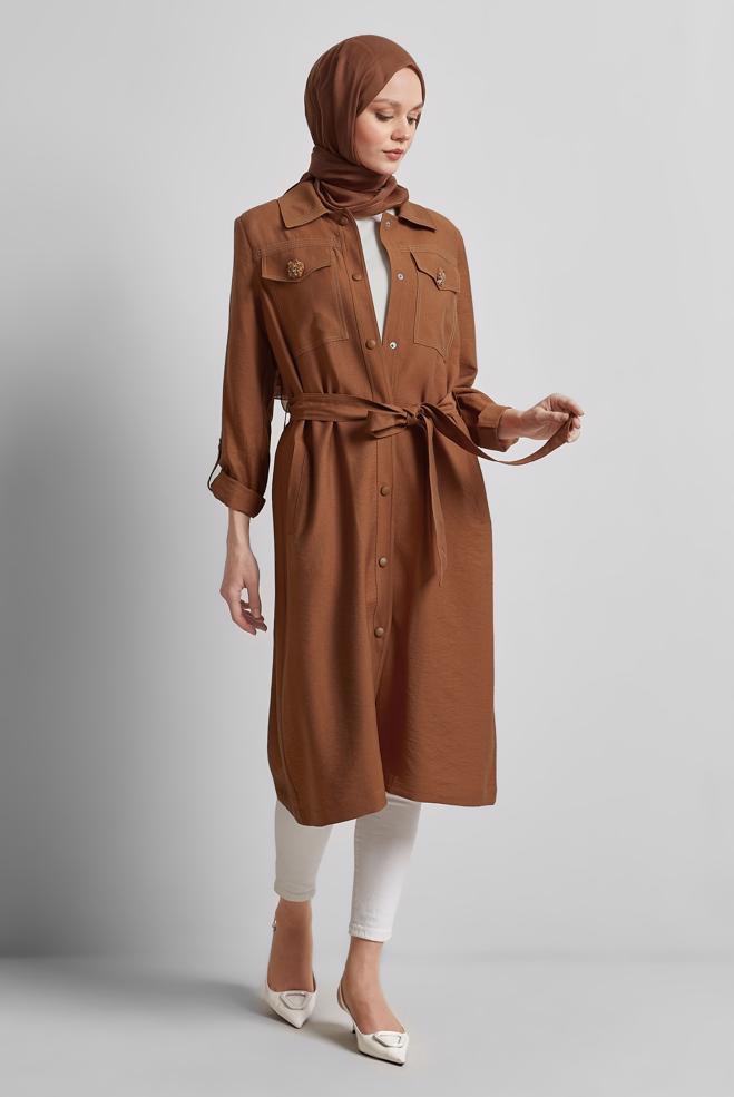 Hijab clothing TABA BELTED JACKET 45443 - ALVİNA