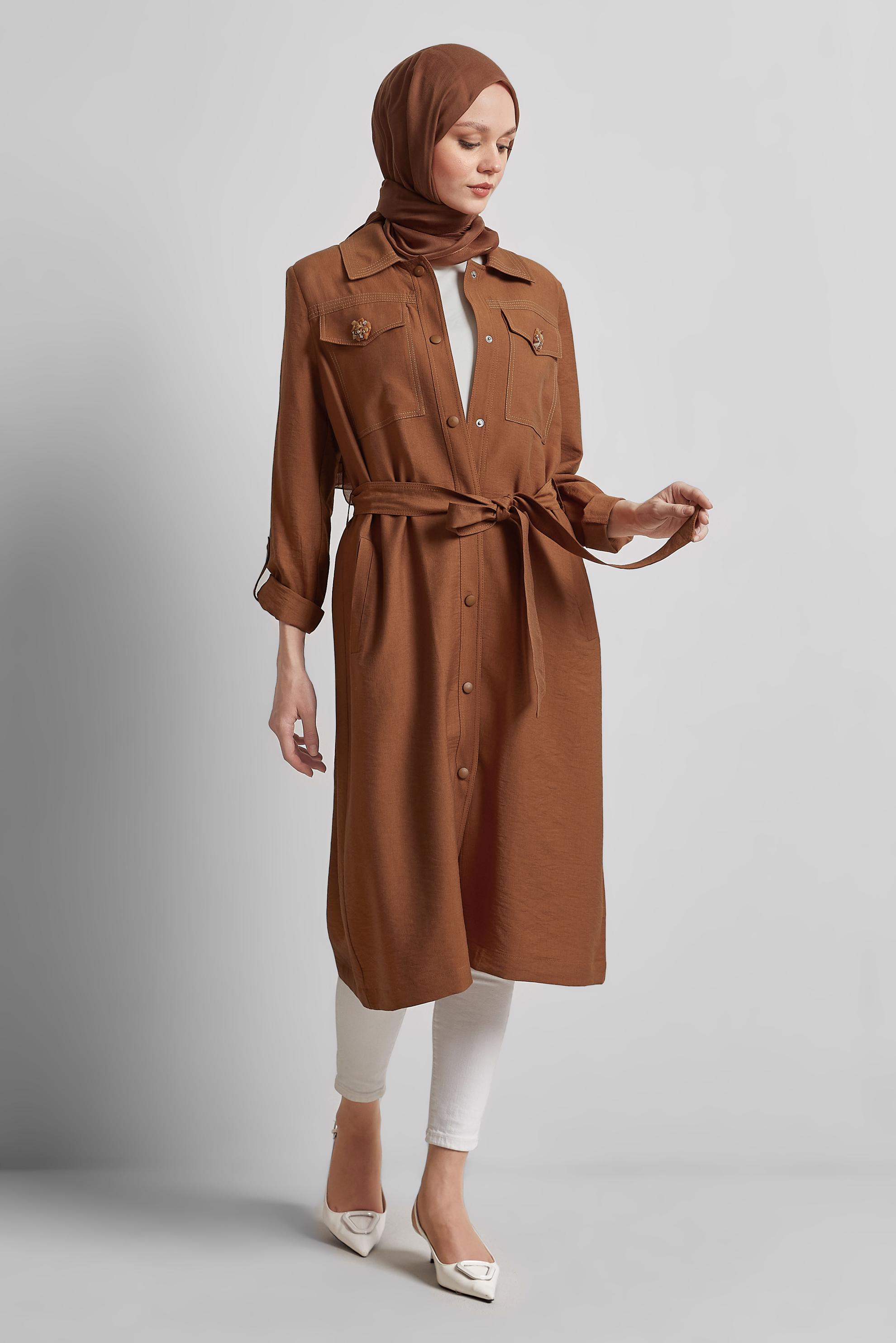 Vêtements hijab TABA VESTE CEINTURÉE 45443