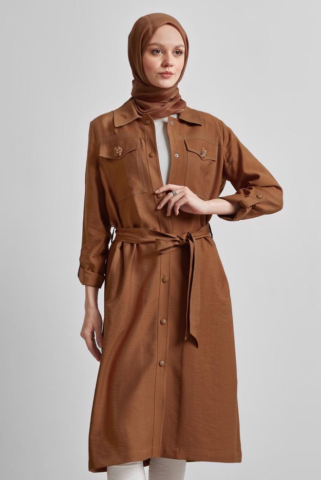 Hijab clothing TABA BELTED JACKET 45443 - ALVİNA