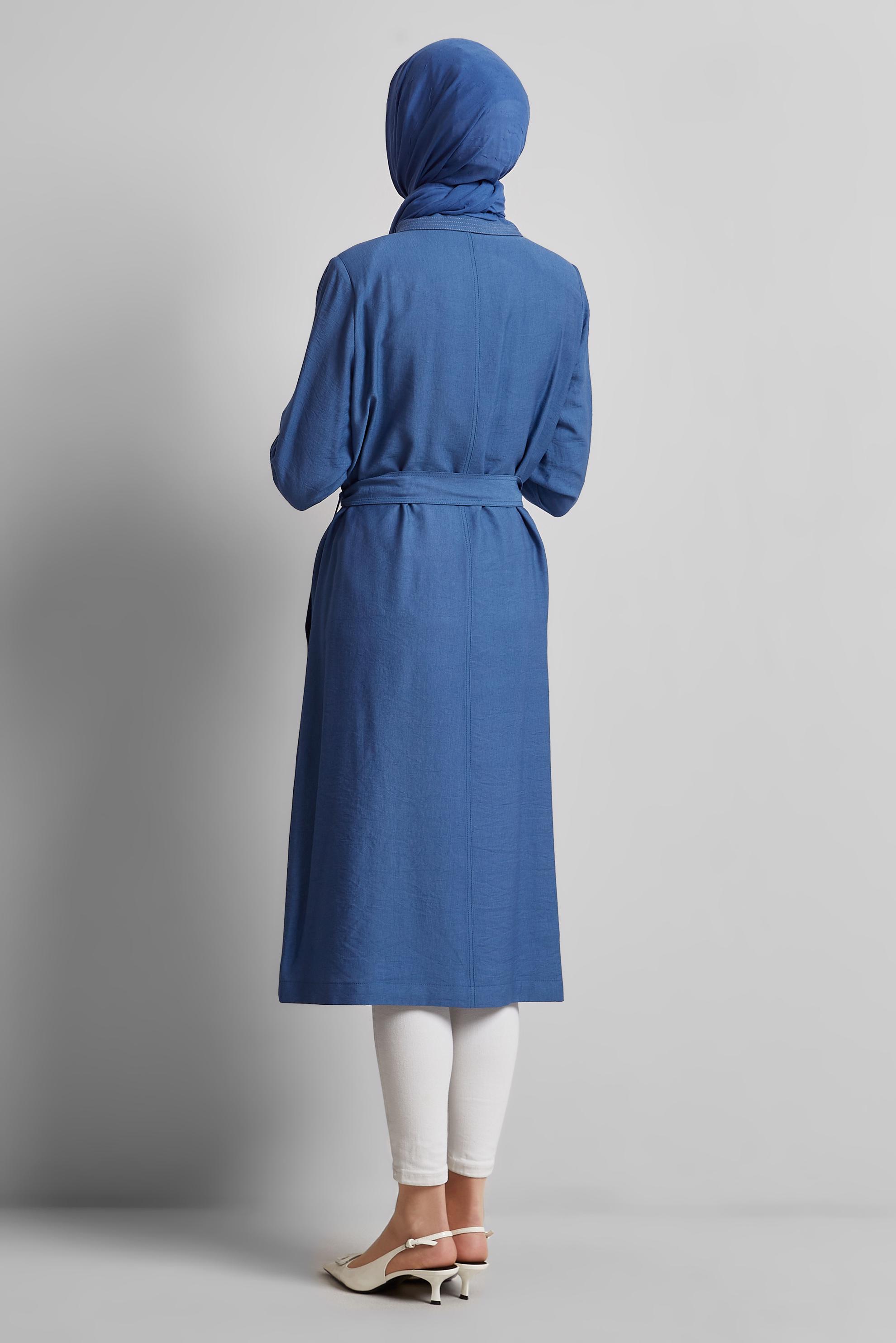 Vêtements hijab BLEU MARINE VESTE CEINTURÉE 45443