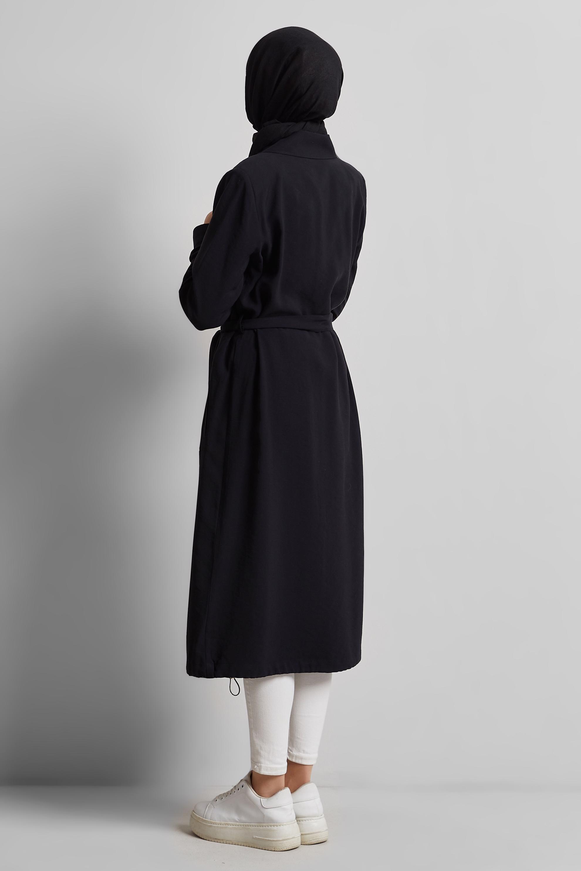 Vêtements hijab NOIR VESTE CEINTURÉE 45444